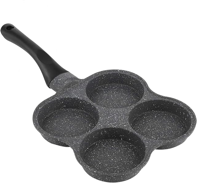 Greensen Egg Frying Pan, Egg Frying Pan Non-Stick Frying Pan with 4 Hole Pancake Pan Fried Egg Burger Pan, Multi Pancake Pan Aluminum Fried Egg Pan Omelette Mold Maker for Breakfast 36.5x19.5x2.5cm