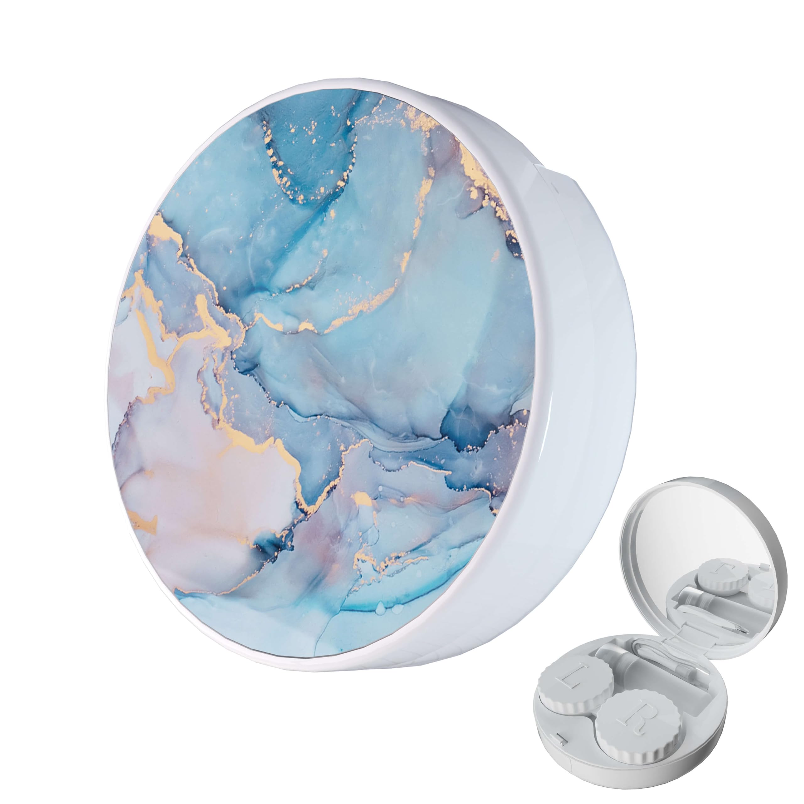 LRITER Contact Lens Case, Portable with Mirror, a Variety of Patterns and Shapes to Choose from, Auitable for Daily Makeup Office Travel Outdoor Use (