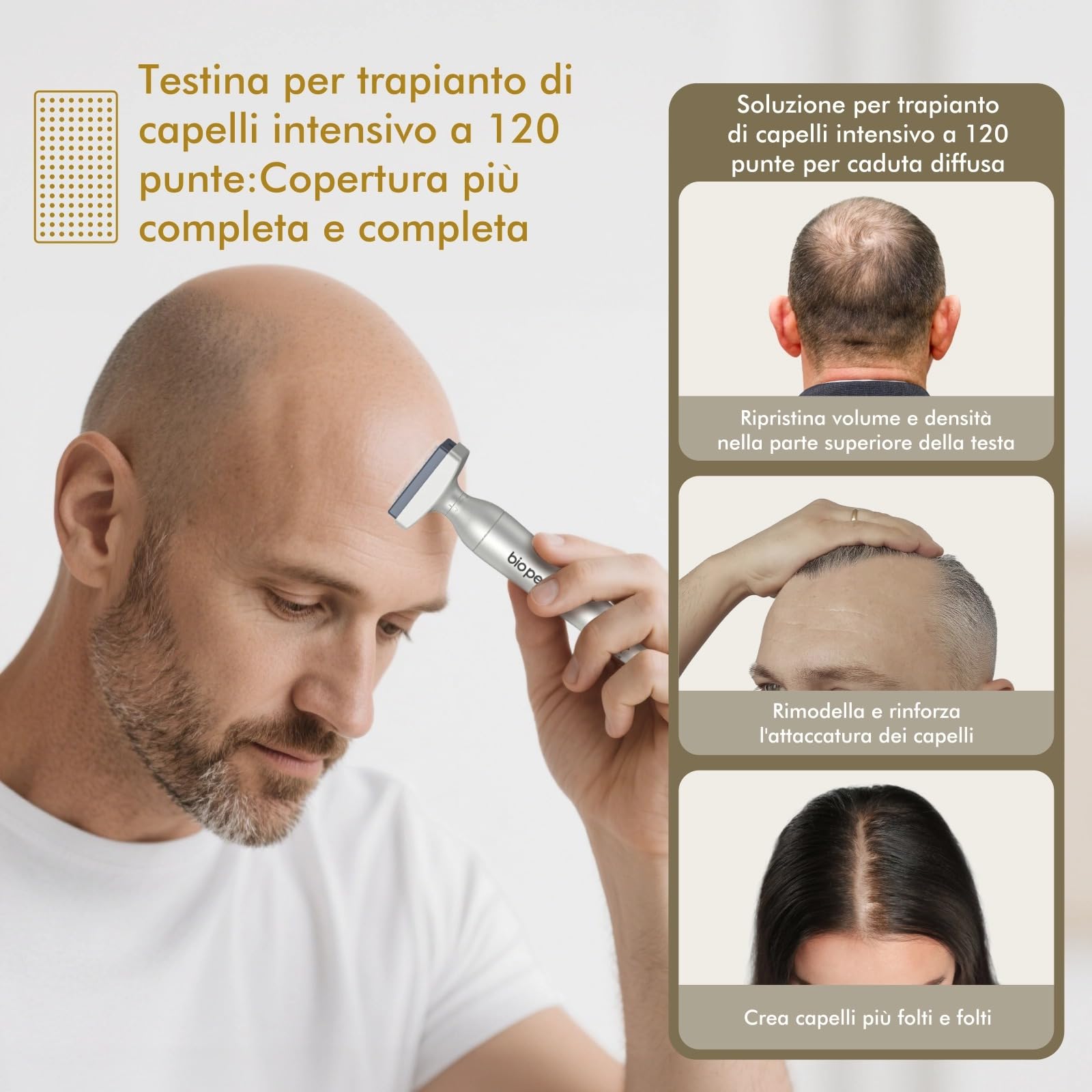 Derma Stamp, Dermastamp Regolabile 0-3mm 120 Titanio Aghi + 64 Titanio Aghi Professionale, per la Crescita dei Capelli, Barba, Viso, Corpo, Viso, Uomo e Donna