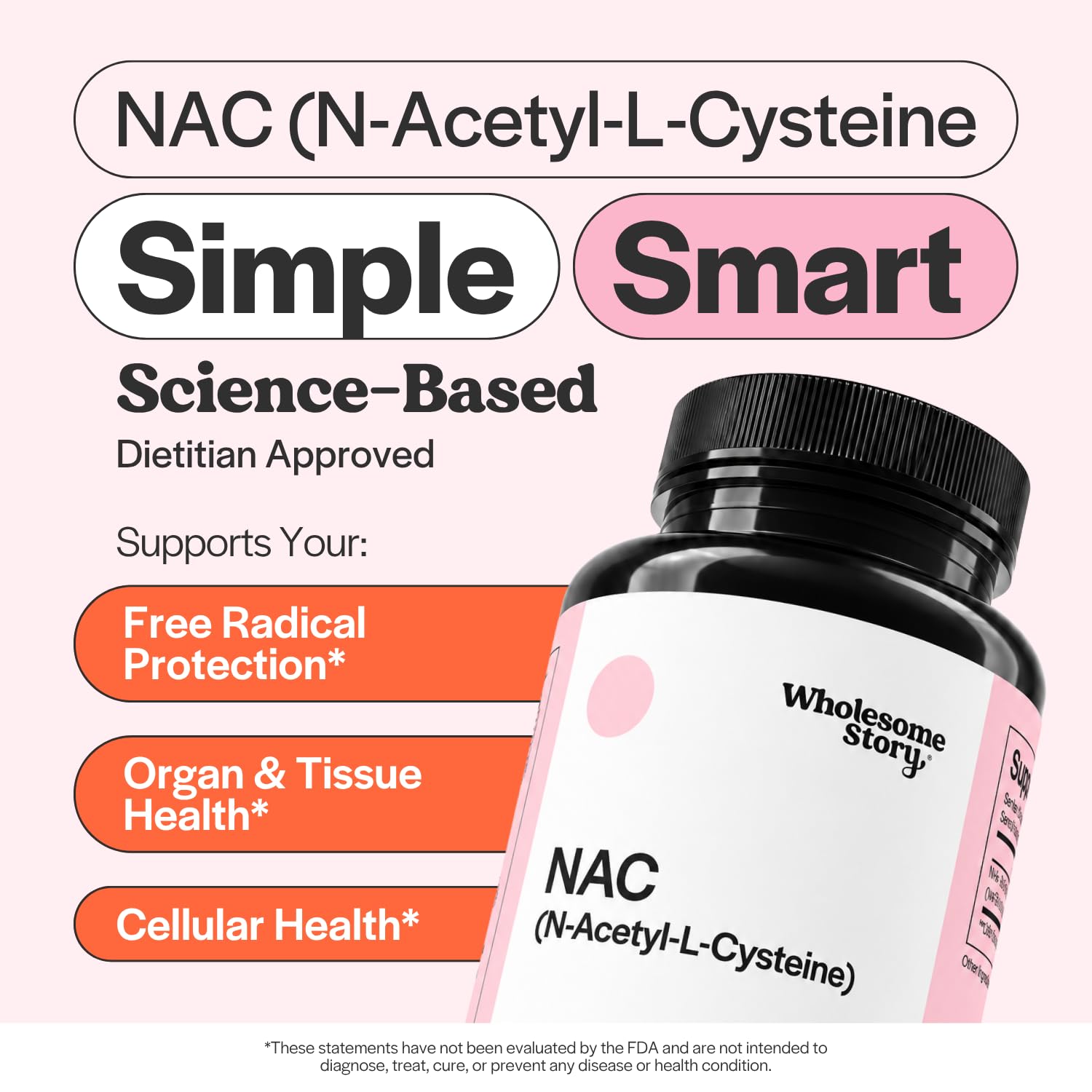 Wholesome Story NAC Supplement N-Acetyl-L-Cysteine 600 mg | Liver, Lung & Fertility Support | 120 Capsules | 120 Serving Supply — Amazon image 3