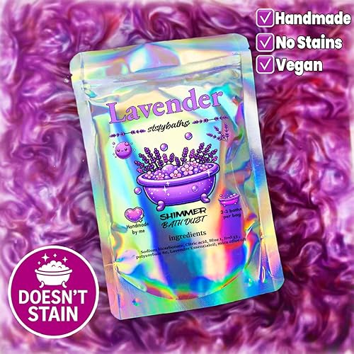 Miniatura 4 de Stsfybaths Purple Shimmer - Bomba de baño en una bolsa, bombas de baño con aroma a lavanda hechas a mano para mujeres, niños y hombres, bombas de