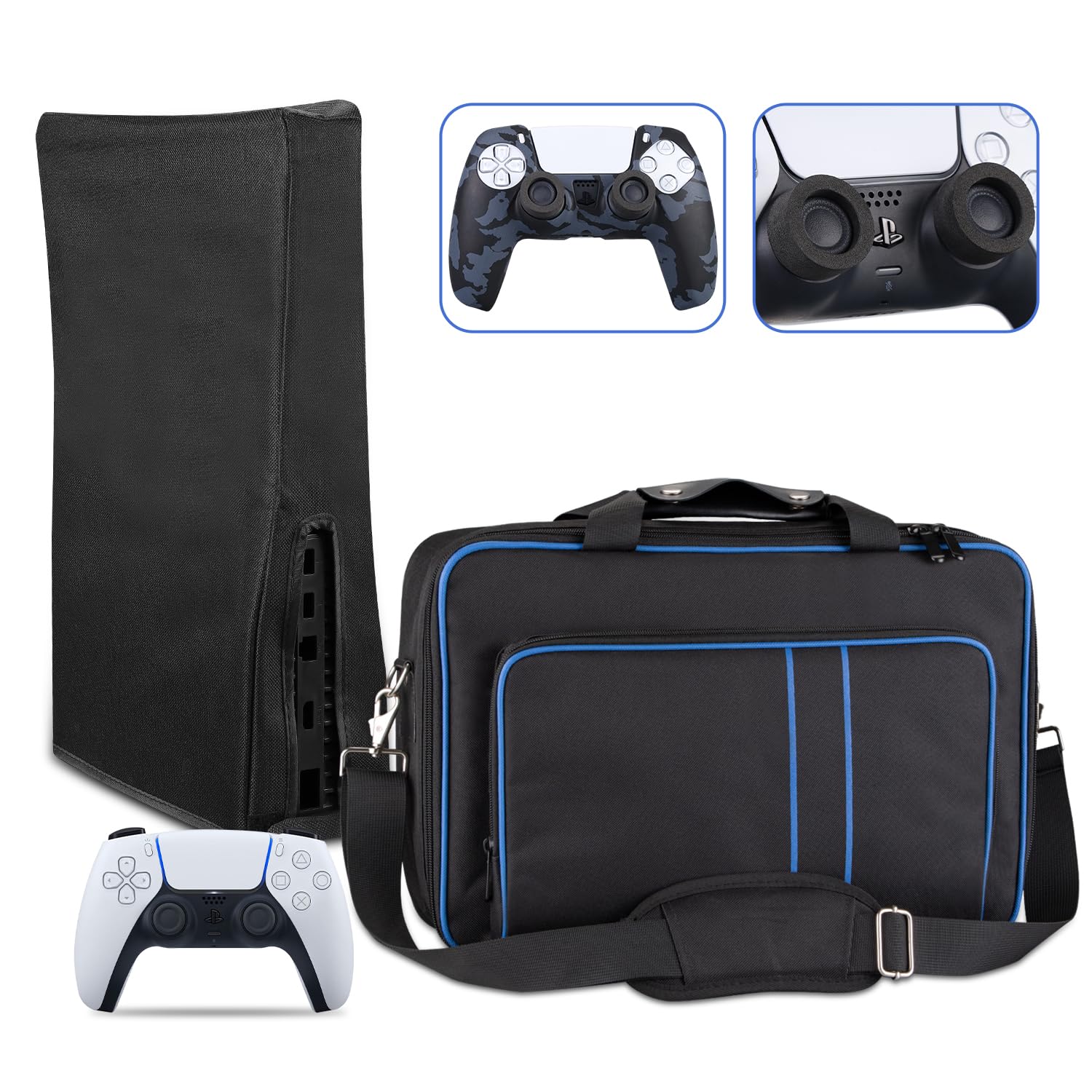 TECTINTER Carrying Case for PS5 Travel Case -Dust Cover for PS5 Protective Case Bag Suitable for PS5 Disc/Digital Edition Console, Controllers, Game Cards, Gaming Headset and Other Accessories