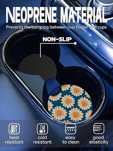 Vista 68 de WOCOCN Posavasos para automóvil, 2.75 pulgadas, antideslizantes y absorbentes, bonitos accesorios de decoración para portavasos de automóvil, Vaca