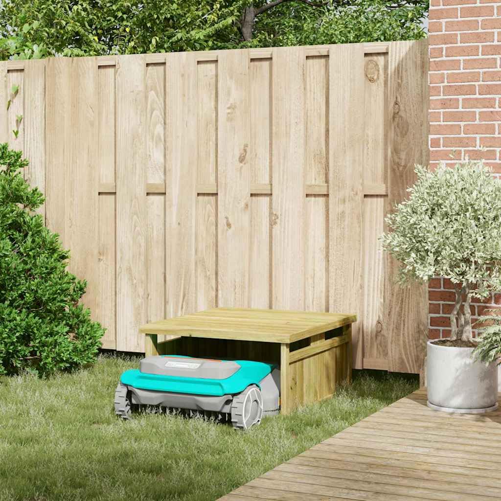Cortacésped garaje de madera de pino impregnada marrón 73,5 x 81,5 x 38,5 cm rectangular para exteriores, jardín, terraza, espacio de almacenamiento, protección para herramientas de jardín