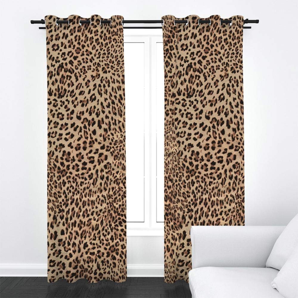 Gardinen Blickdicht Leopardenmuster Verdunklungsgardine Ösen Gardinen Vorhänge Blackout Thermisch Für Wohnzimmer Schlafzimmer 170X 200 cm