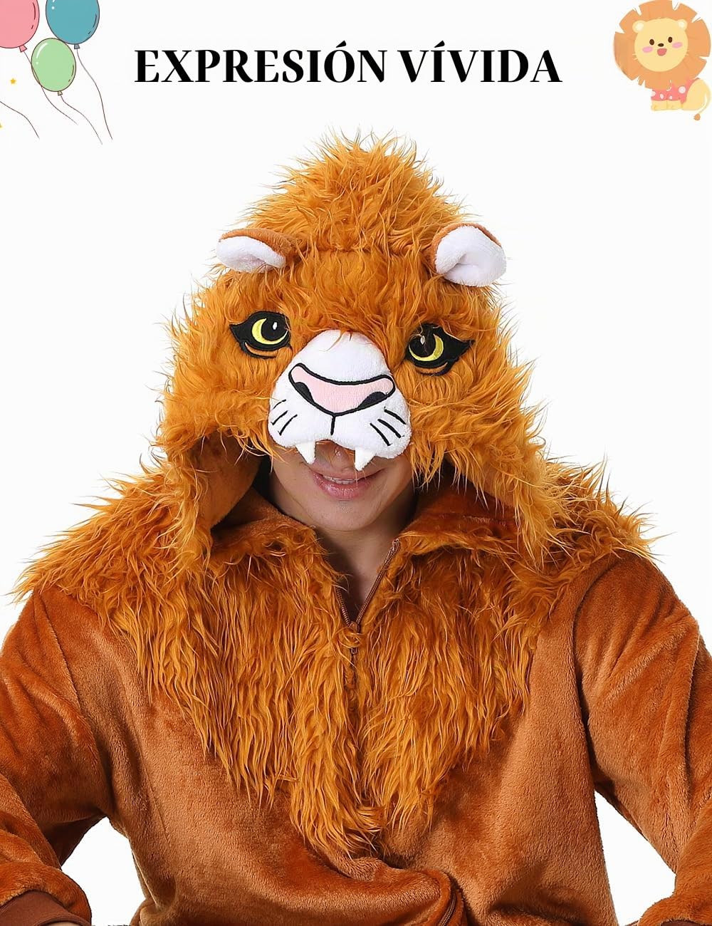 Disfraz de León Adulto Pijama de León Unisex Fiesta de Halloween Onesie Cosplay Vestido de Mono para Hombres Mujeres