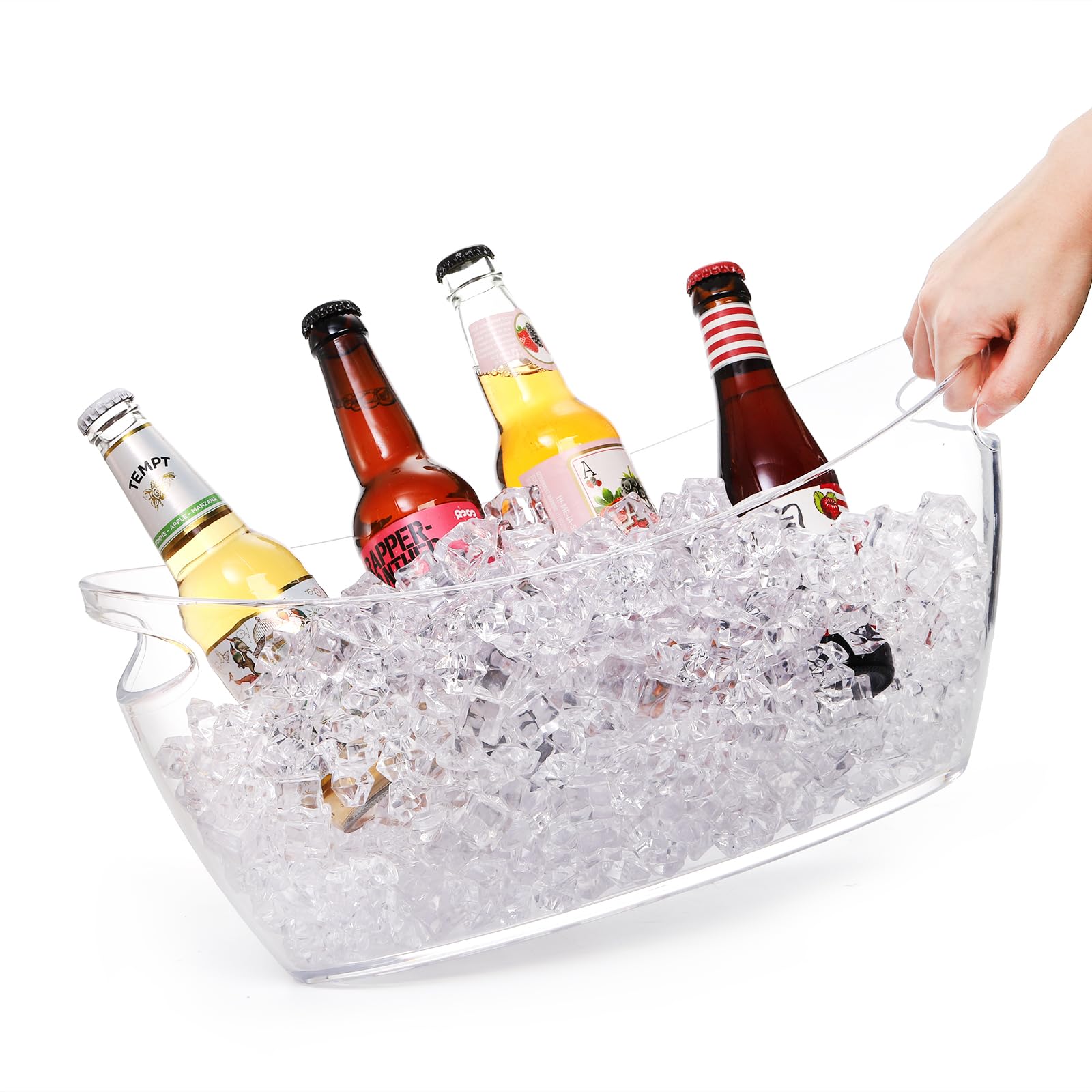 WRINGKIT Secchiello per ghiaccio per feste, secchio per champagne in acrilico trasparente con manico, 6 litri, secchiello per bevande per vino, birra, bevande, per bar mimosa, bottiglie di birra