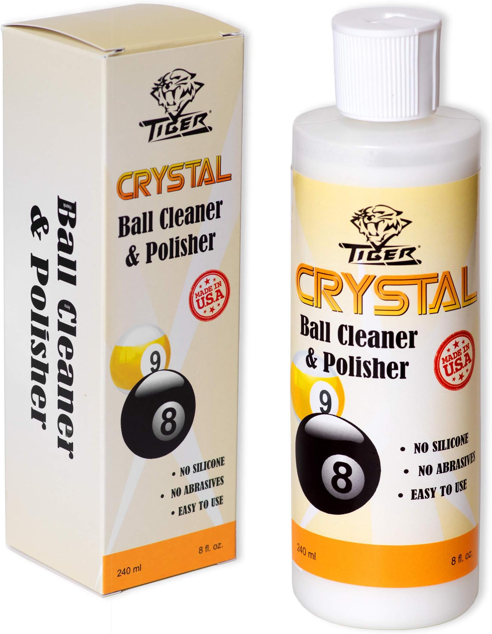 Tiger Crystal Billiard Pool Table Ball Cleaner and Polisher 8 Ounce Bottle