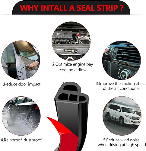 Miniatura 7 de Burletes automotores de 16.4 pies, tira de sellado de goma para puerta de automóvil de doble capa en forma de L, universal autoadhesivo para ventana