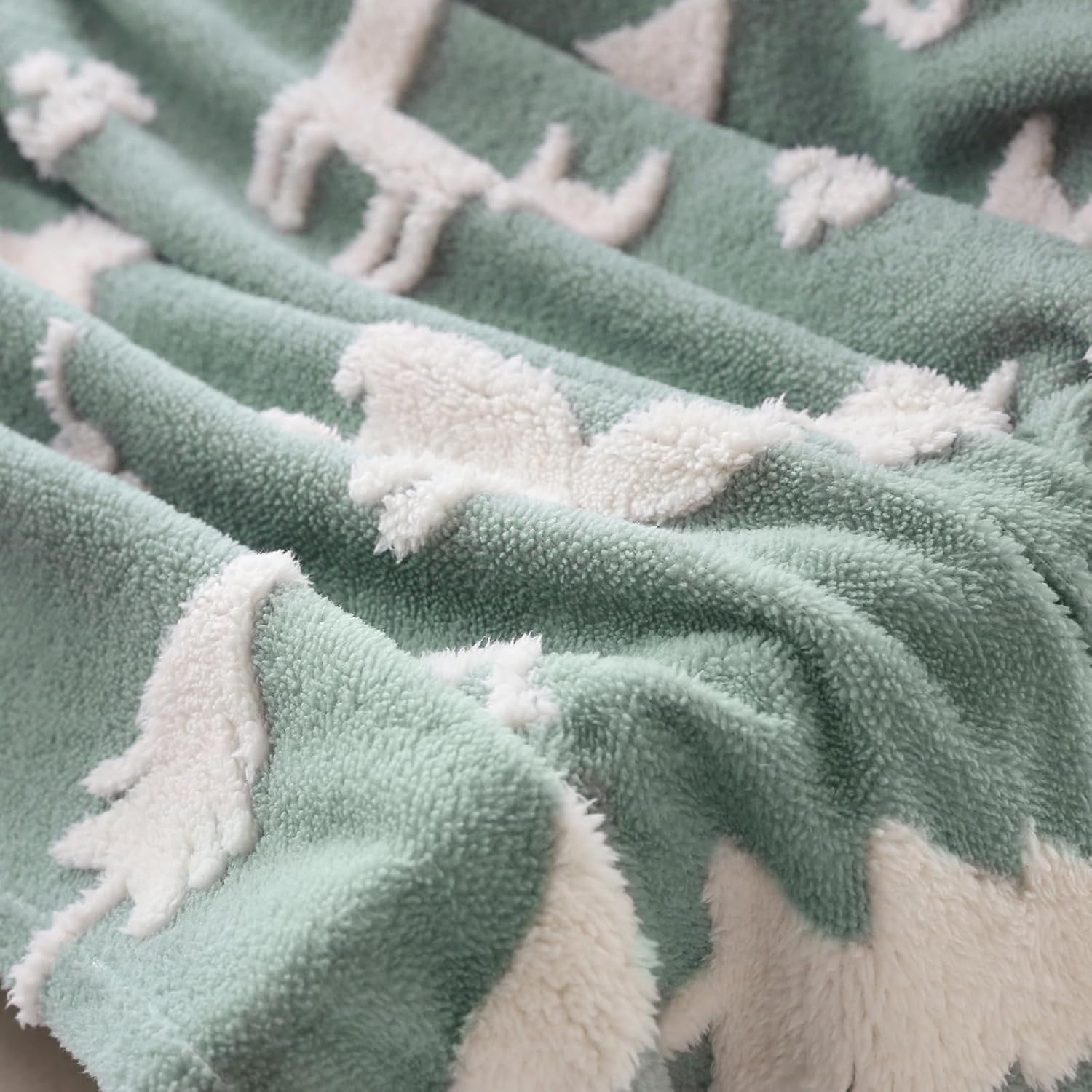 BORITAR 3D Fox Baby Blanket for Boys Girls Jacquard Fleece Fuzzy Toddler Nursery Blanket Soft Warm Cozy Blanket with 3D Animal Design for Infant or Newborn Home Decor (30 x 40 Inch, Sage Green) - Image 3