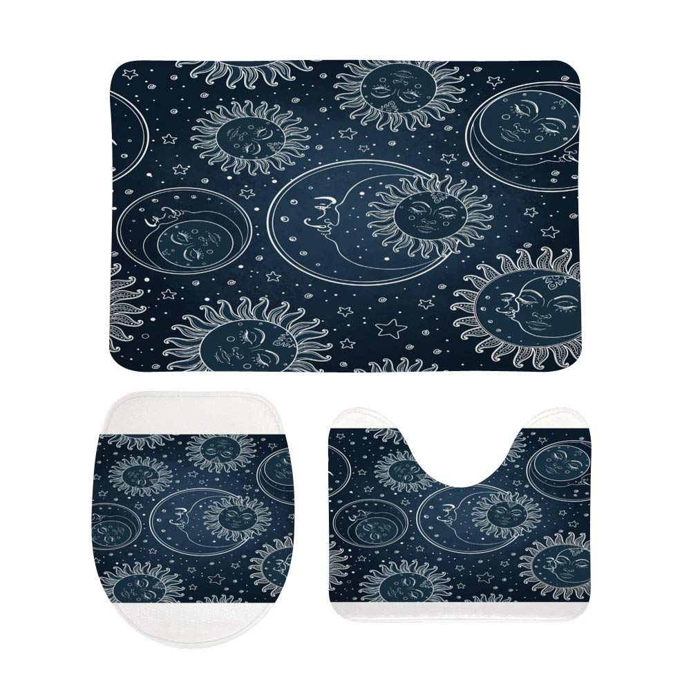 Tapis de salle de bain lot de 3 pour éviter les glissades avec style astro moderne