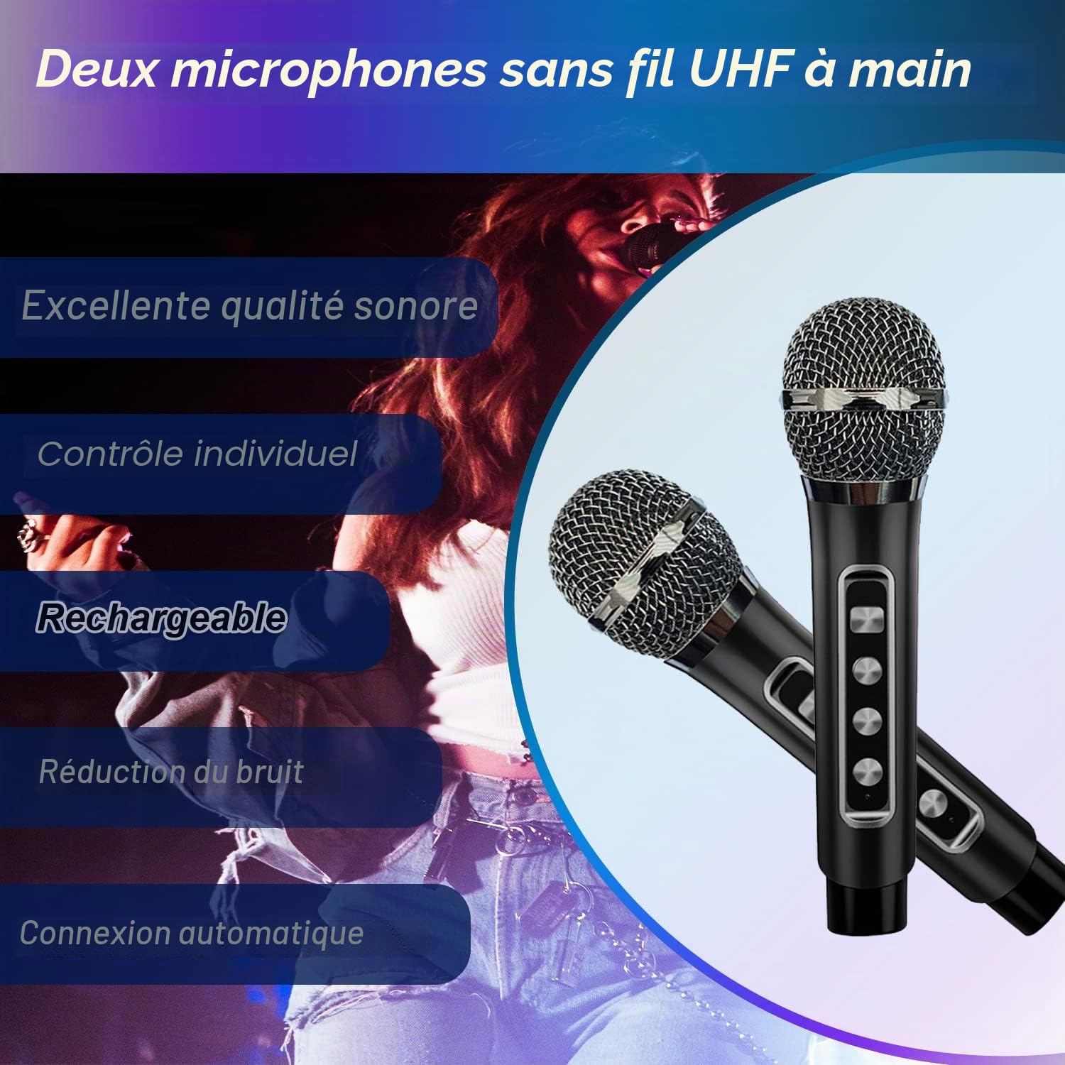 Machine de karaoké, système de Haut-parleurs Portable avec 2 Microphones sans Fil Karaoke Complet Karaoke Adulte Bluetooth 20W Enceinte Karaoké Portable fête à la Maison, réunion, Mariage,