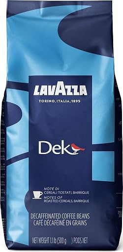 Lavazza DEK Whole Bean Coffee, Arabica and Robusta Blend, 1.1 lb Bag (Pack of 1)