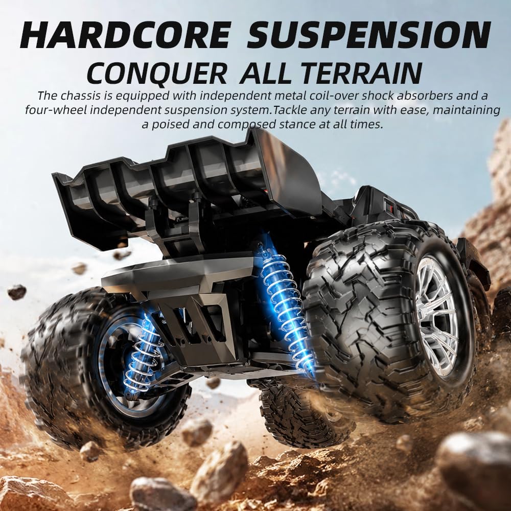 X-Verse KF13 1:16 Coche teledirigido, Coche RC Impermeable, 30 KM/H 4WD RC Alta Velocidad Offroad con Motor de Escobilla de Carbón para Adultos, 3 Baterías (Verde)