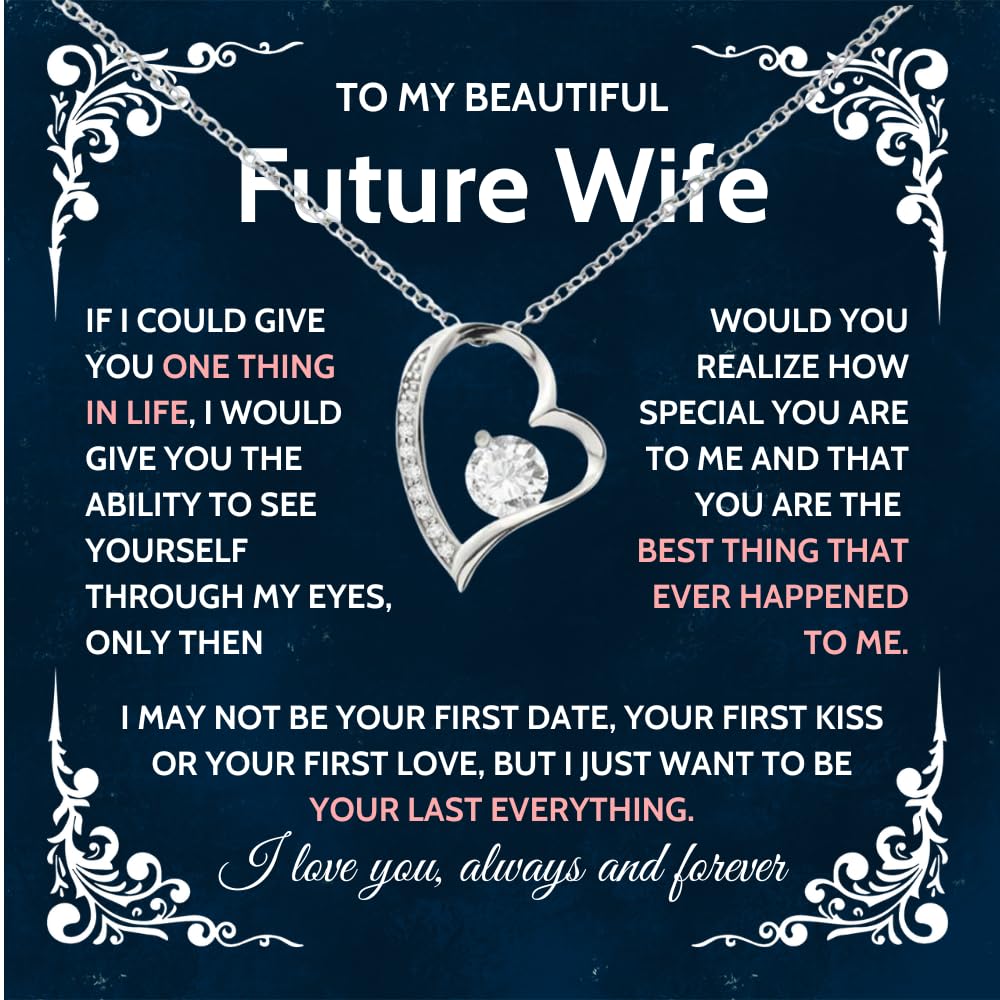 JERSURY To My Future Wife Necklace, Bride To Be Gifts, Fiance Gifts For Her, Promise Necklace For Her, To My Wife Pendant, To My Soulmate, To My