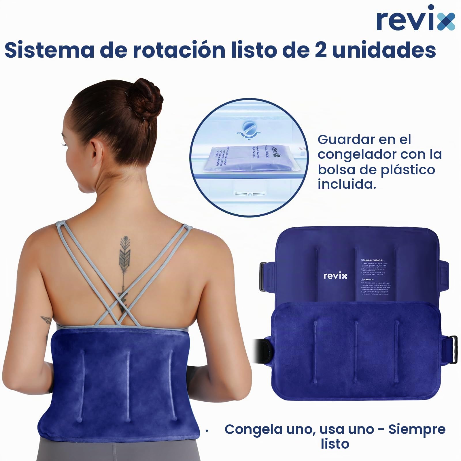 REVIX Bolsa de Hielo Reutilizable para el Alivio de la Espalda, Suave Forro de Felpa Gel Compresas Frías para la Parte Baja de la Espalda, Espinilla, Rodilla, Cadera, Brazo, Compresa Fría Flexible