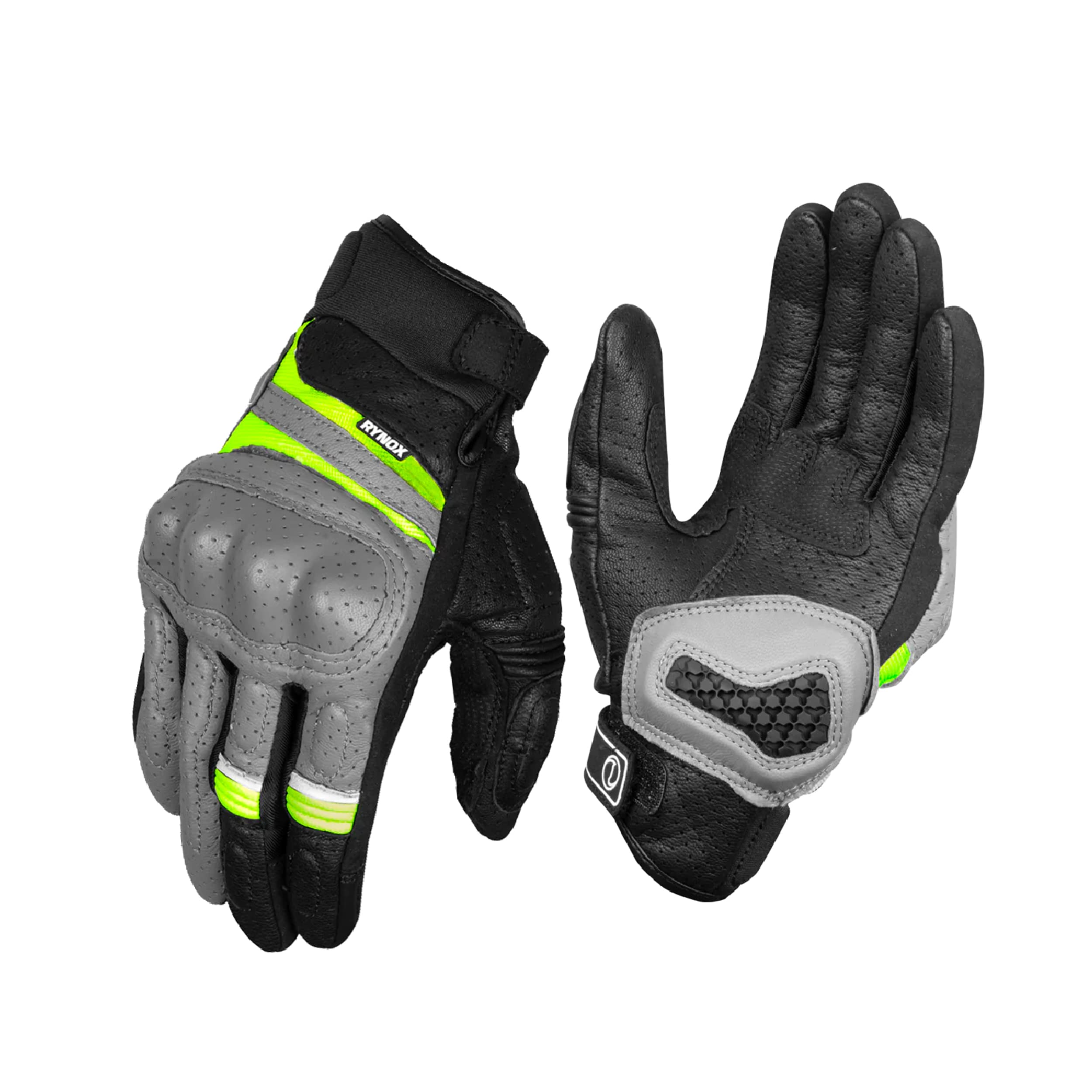 Rynox Air GT SP Gloves – CE Certified Cuff Length Motorcycle Riding Leather Gloves | Impact Protection | Scaphoid Protection | Abrasion Resistance - Grey Hi-Viz Green, Medium (B0C4GSW32K) Amazon Price History, Amazon Price Tracker