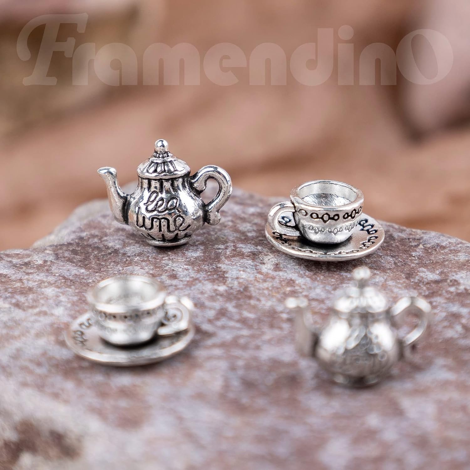 Framendino, Tea Cup and Teapot Charms Pendant Mini Coffee Mug Charm for DIY Jewelry Making Bracelets image 3