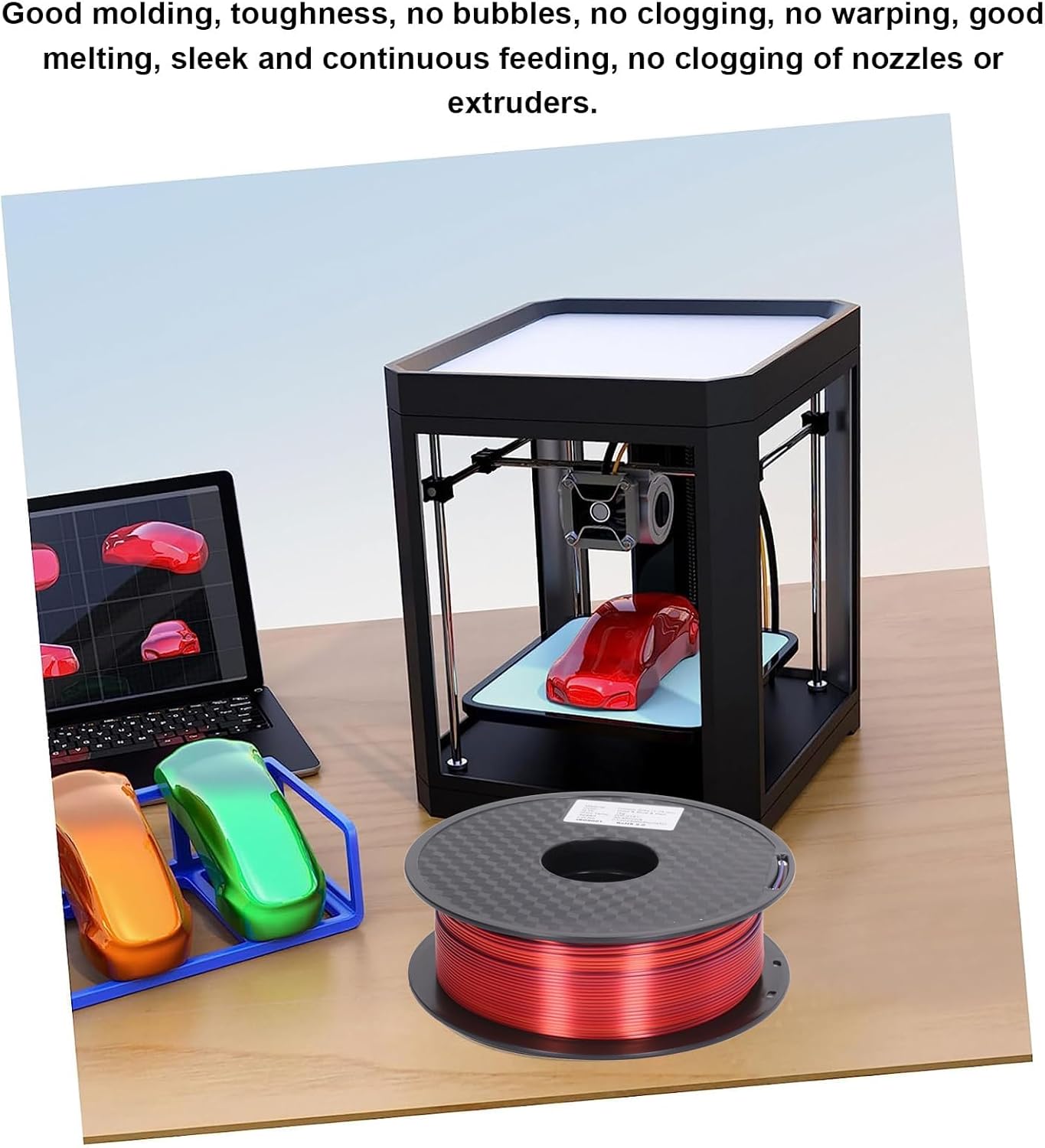 Gold Blue Red 1.75mm PLA 3D Printer Filament, Soft Neatly Wound, Environment Friendly 3D Printing Consumable for Modeling Crafts
