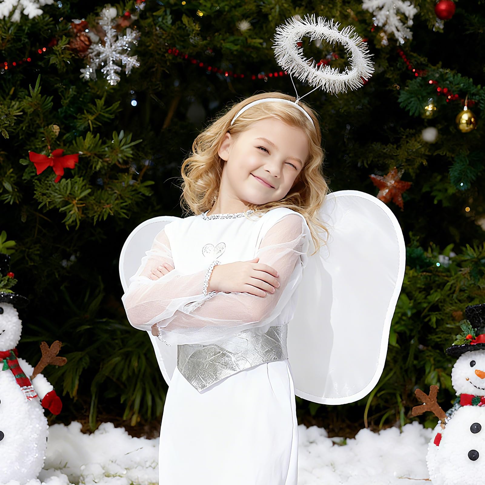 Maryparty Angel Kids Costume Angel Nativity Costume Christmas White Dress for Christmas Nativity World Book Day (M) - Image 4