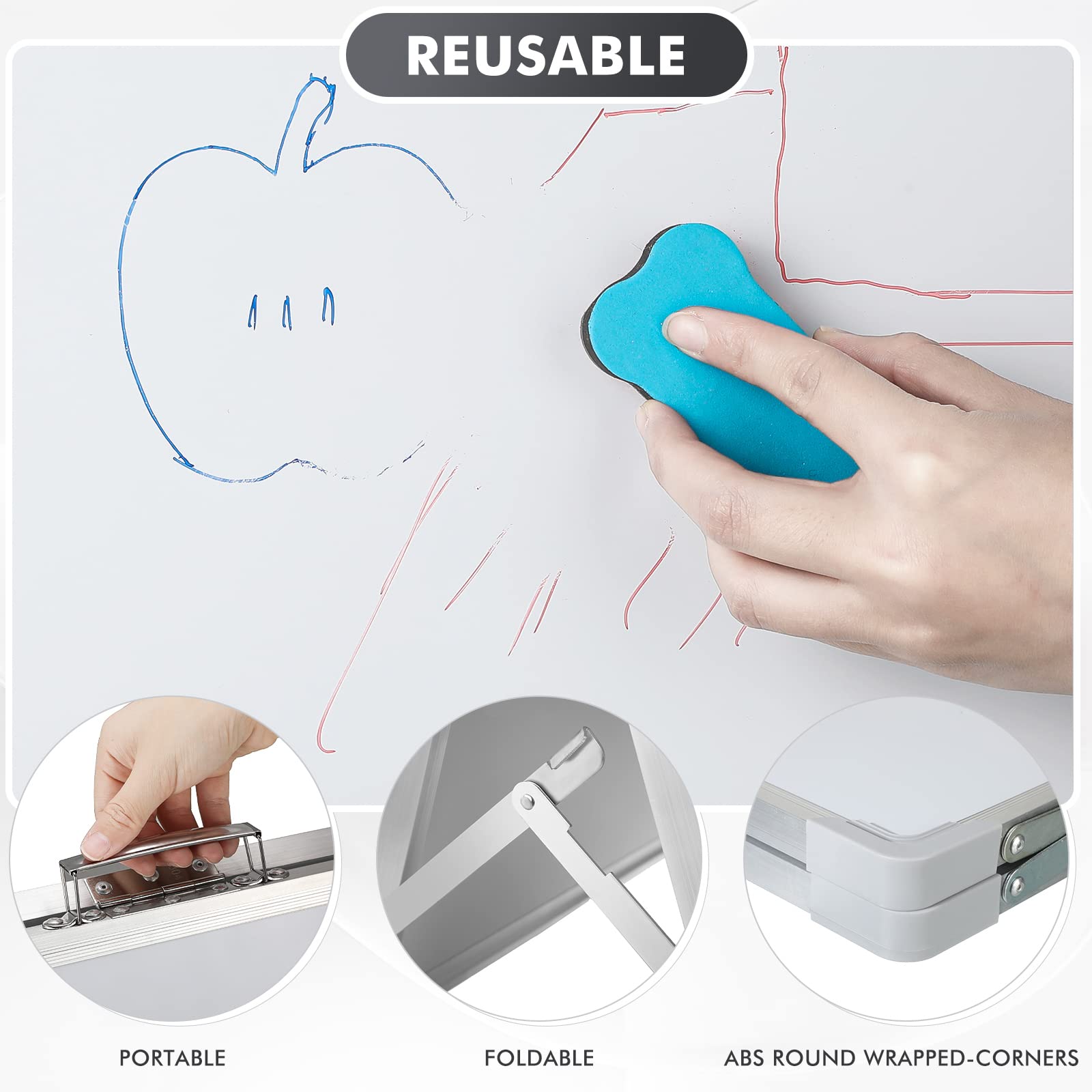 Lincia 2 Pieces Dry Erase White Board Magnetic Board for Kids 16x12 Inch Small Foldable Tabletop Whiteboard Double Sided Portable Magnetic Whiteboard for Kids Drawing Memo to Do List Wall School