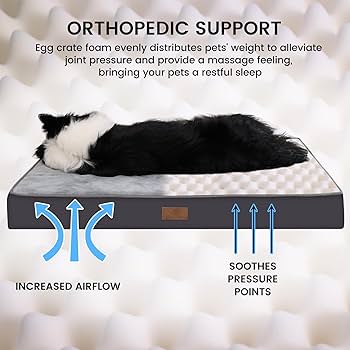 Bedsure Memory Foam Dog Bed Large - Orthopedic Mattress For Crate With Removable Washable Cover, Water-Resistent Flat Dog Bed For Human, Grey, 89x56cm