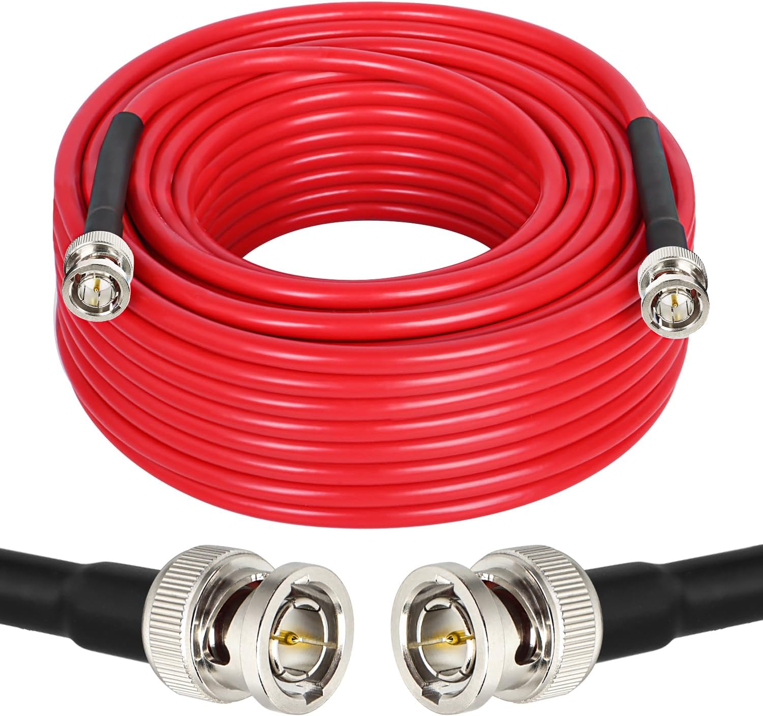 XRDS -RF 50FT HD-SDI Cable, BNC to BNC, Digital Video, 3 Gbps, Red, Compatible with Surveillance Camera, DVR, Monitor