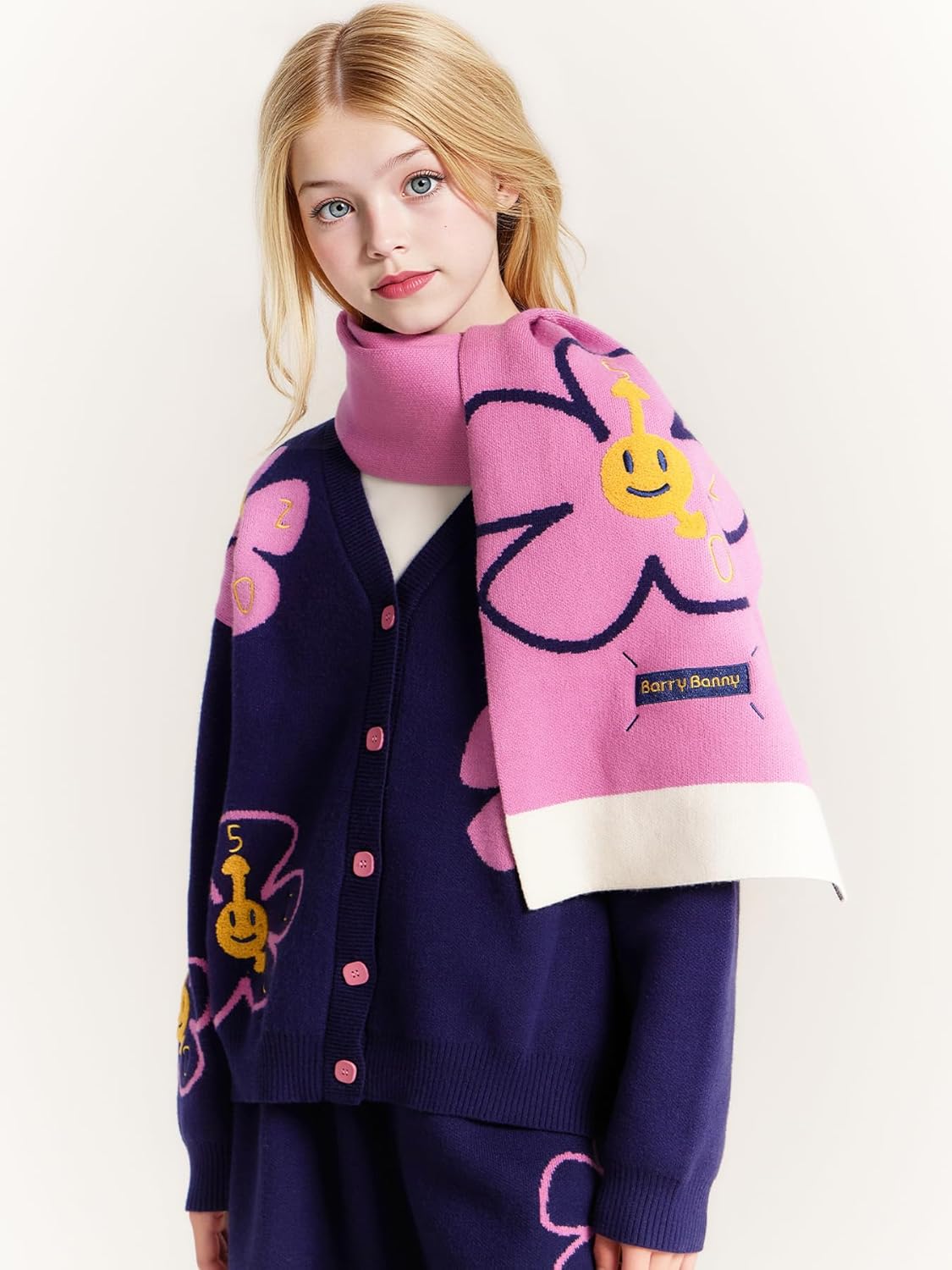 Girls'Cute Flower Cardigan Sweater Long Sleeve V Neck Button Down Knit Outwear 6-16Y - Image 5