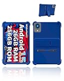 for YLEEBG P60 Android 15 Tablet,10.1 inch Tablets Case,UYRUREL Soft Silicone Adjustable Stand Cover Lightweight Kids Friendly,with Capacitive Pen,Blue.