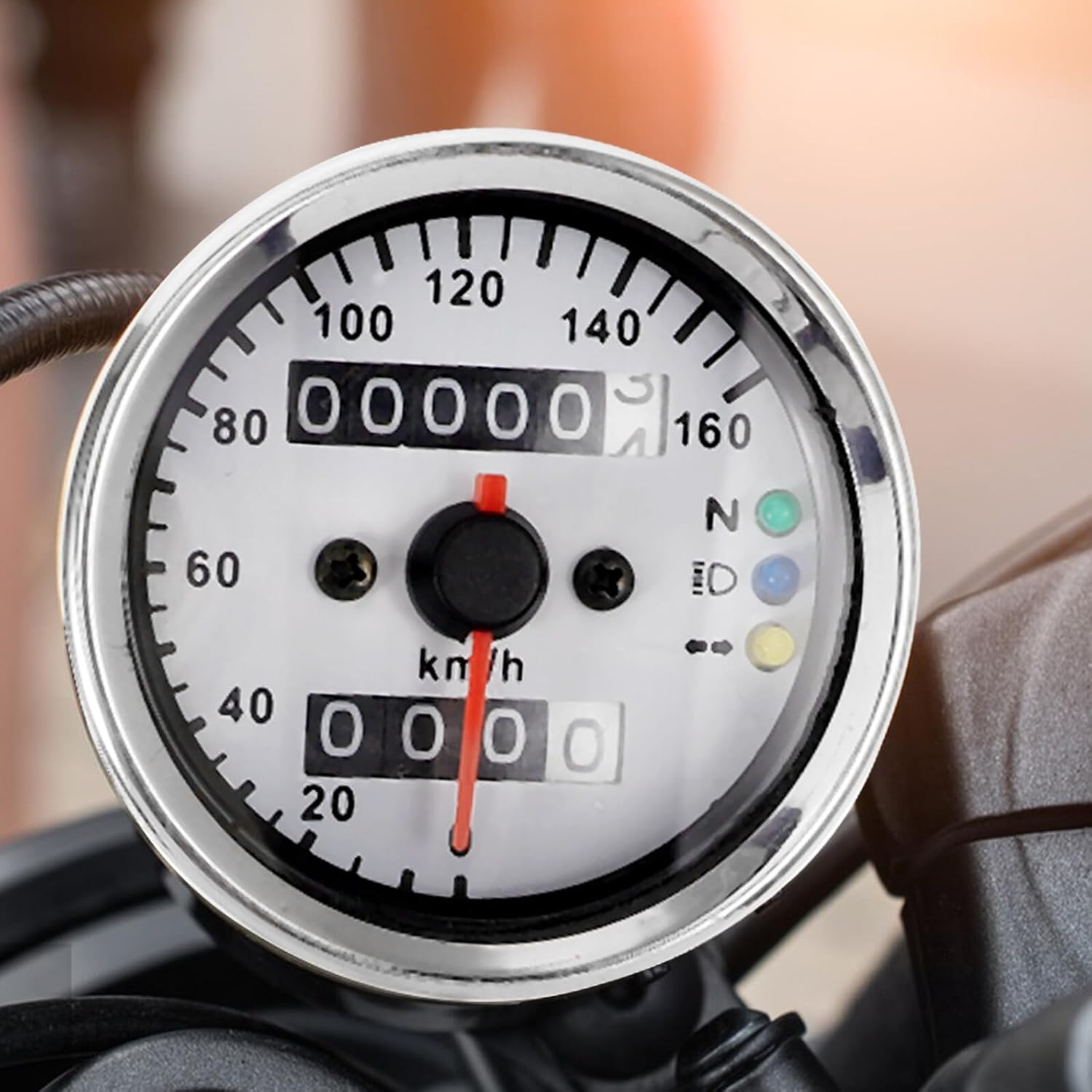 Motorcycle Speedometer and Dual Odometer Gauge LED Backlight Small Motorcycle Accessory for Custom Bikes with Retro Design
