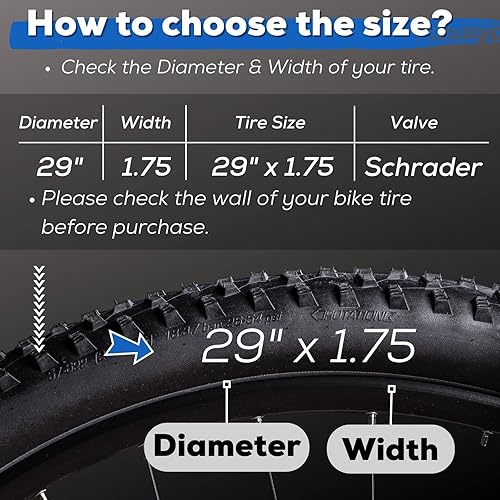 Miniatura 3 de Corki Cycles - Tubo para bicicleta de montaña de 29 pulgadas x 1.75 pulgadas 1.95 2.0 2.1 2.125 2.2 2.25 2.3 2.35 2.4 válvula Presta 1.890 inválvula