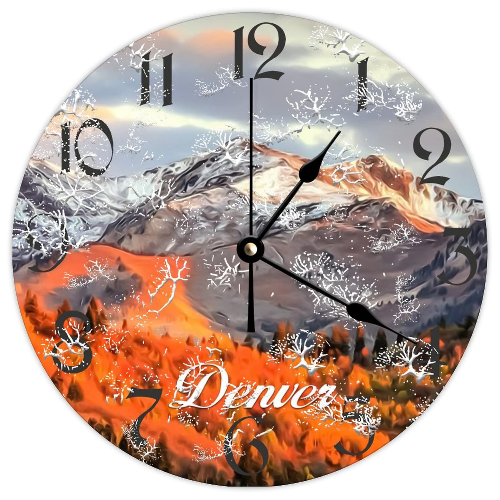 Horloge murale en bois style ferme Denver City Seasons Greetings pour decoration salon