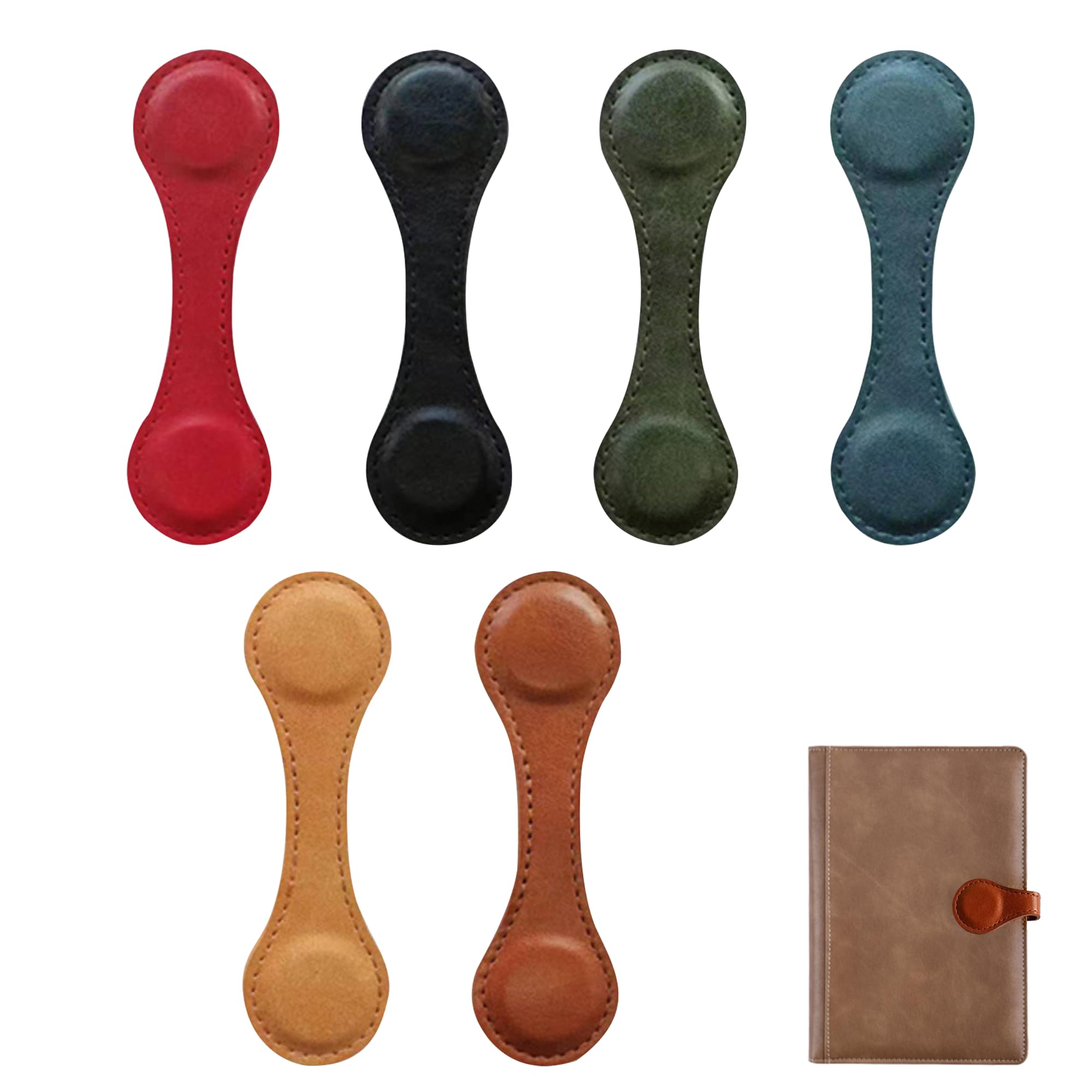 6PCS Leather Magnetic Bookmarks, Vintage Faux Leather Book Mark, 6 Colors