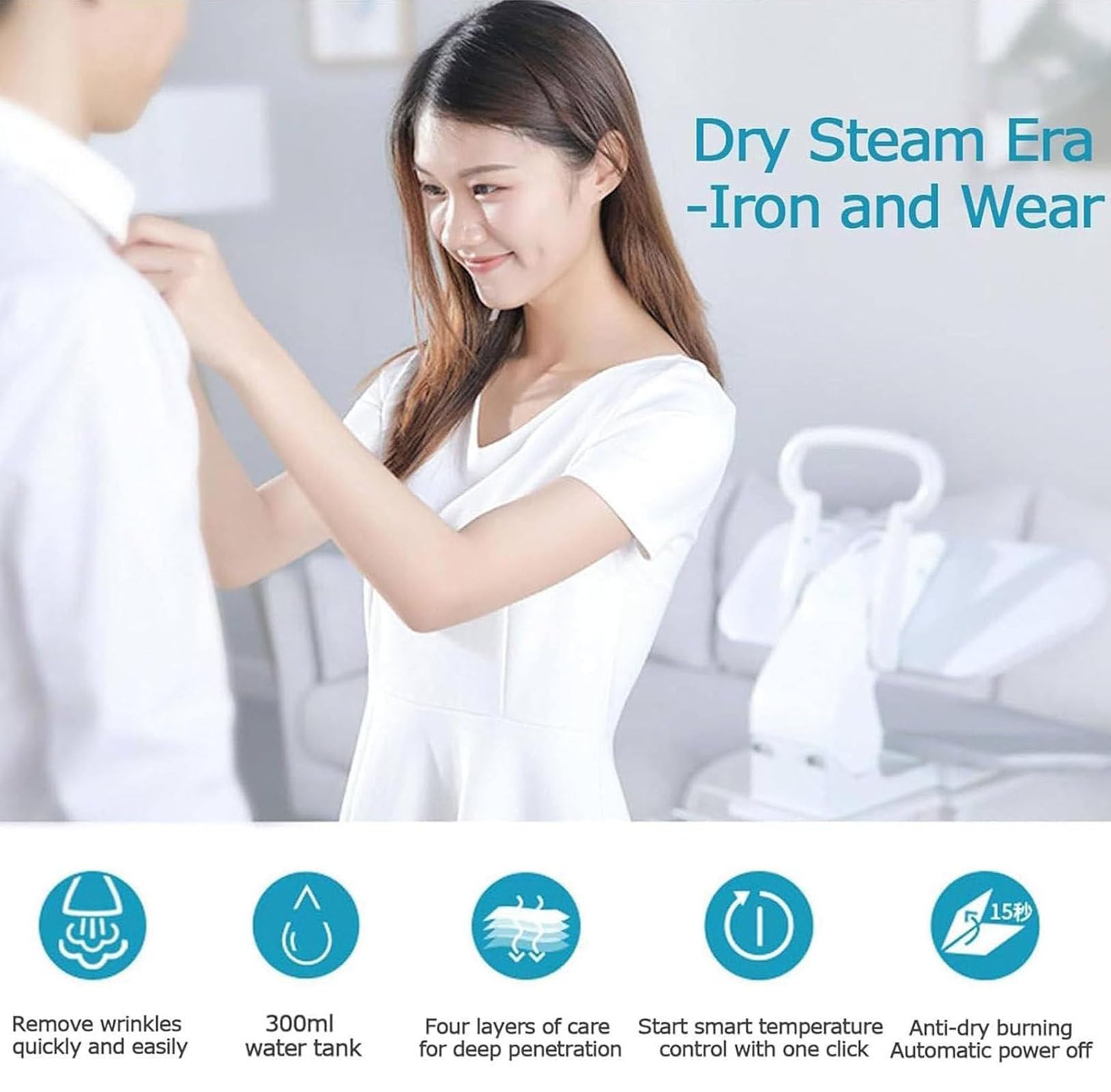 Large Steam Press Machine 1400W Steam Iron Press Digital Press Machine with Steam Burst 5 Fabric Functions and Overheating Protection Intelligent Steam Press for Home & Commercial