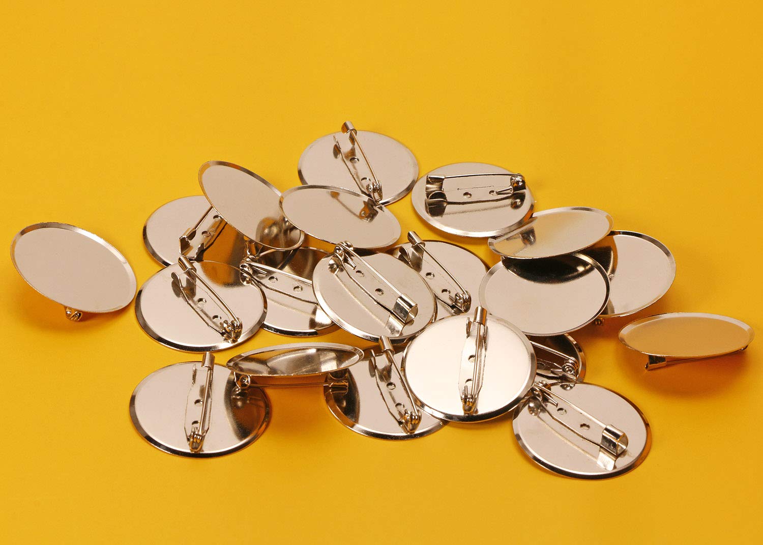 TOAOB 100 Pièces Broche Vierge En Métal Rond Fermoirs De