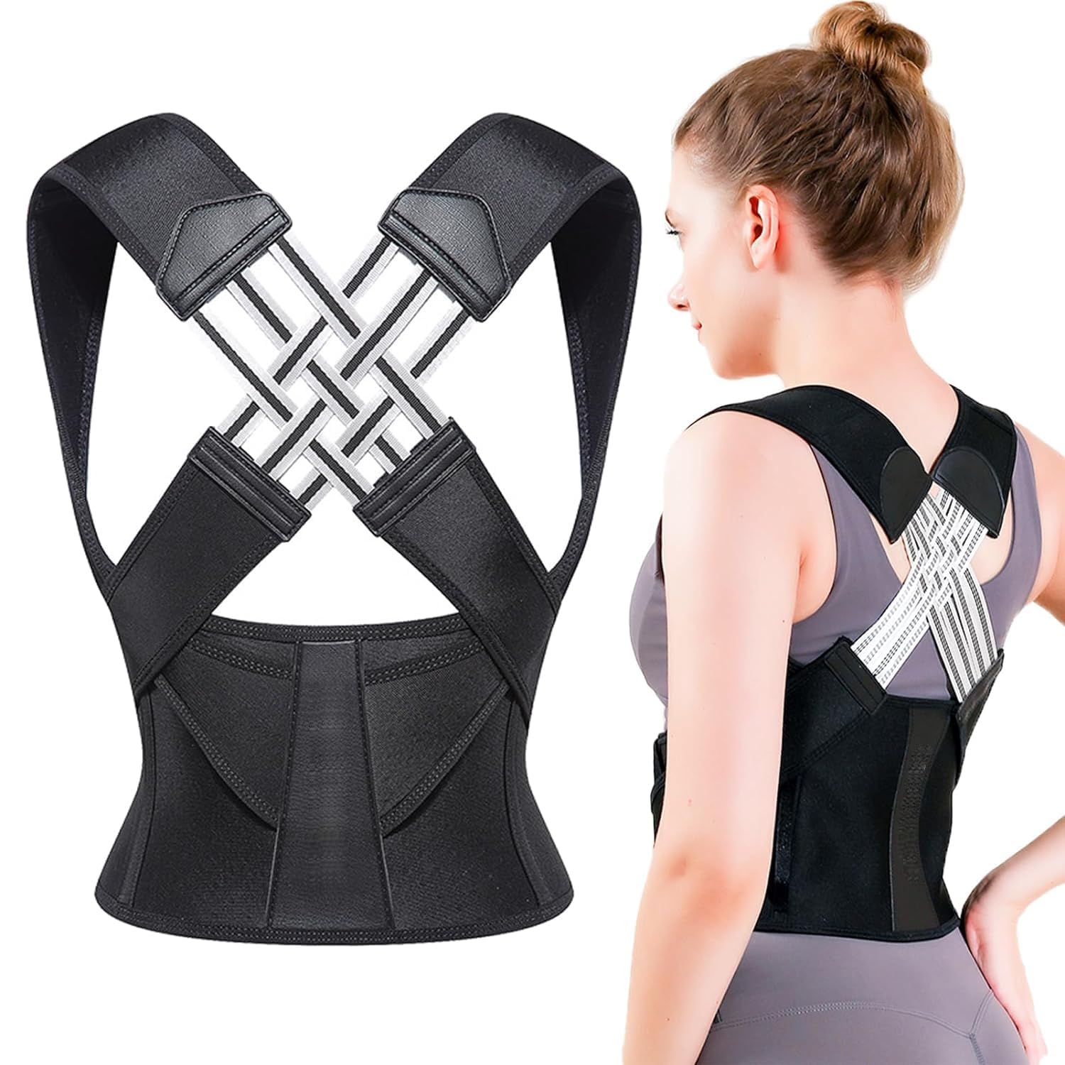 FDTY Posture Corrector for Women and Men,Adjustable Back Brace,Back Straightener Corrector, Hunchback Correction, Spine Support (L)