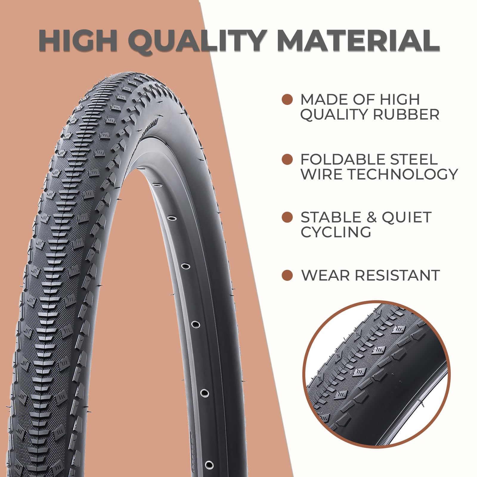 Lot de 2 pneus de vélo 27,5 x 1,75 pouces - Pneus de vélo 27,5 x 1,75 - 47-584 - Compatible avec vélos de route/ville - 27,5 x 1,75 - Pliables
