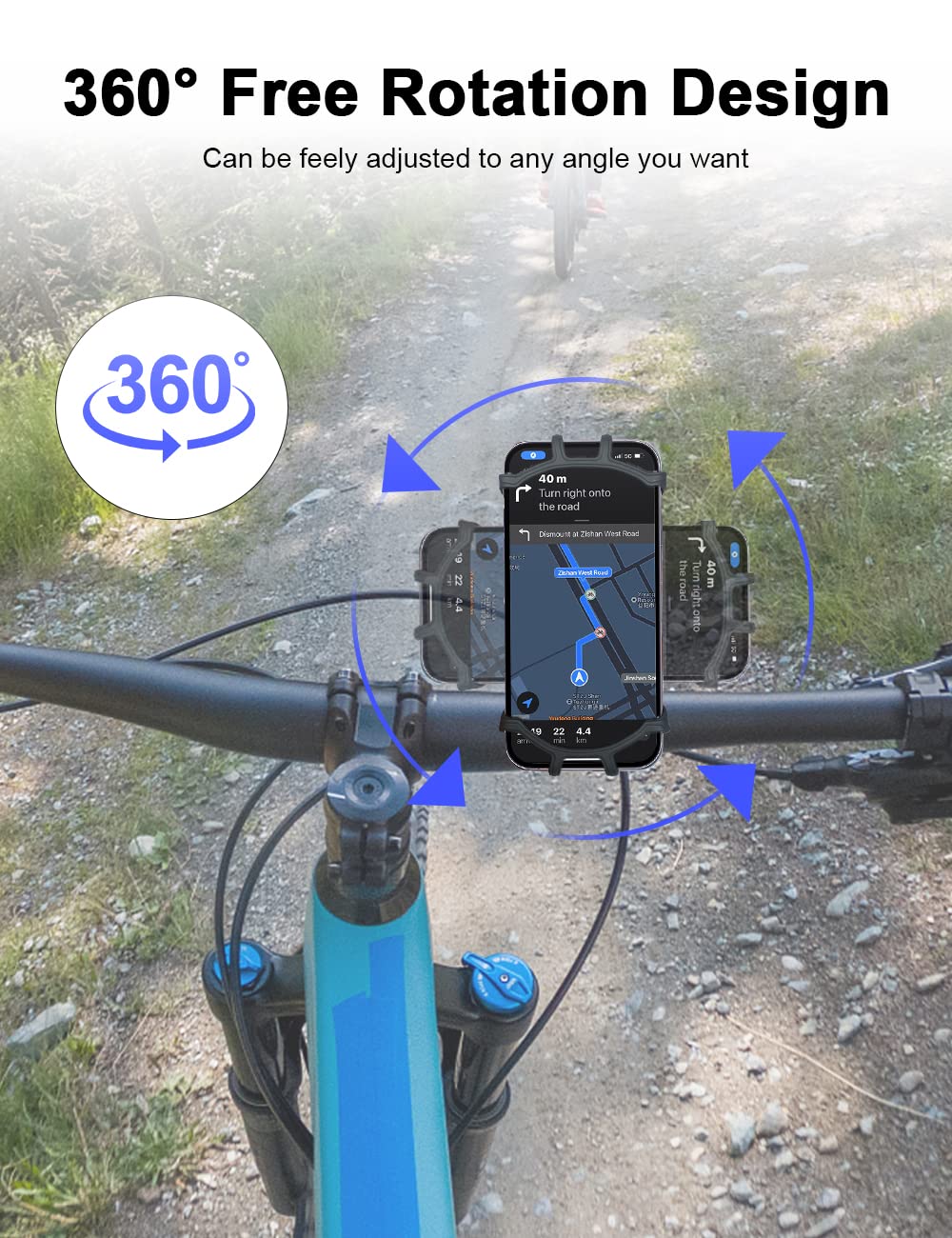 SNOUHAE Handyhalterung Fahrrad Stabile Drehbar Mit 360° Drehen Motorrad Sicherheitsgummi Handyhalter Fahrradlenker Zubehör für 4,5-7 Zoll Smartphone