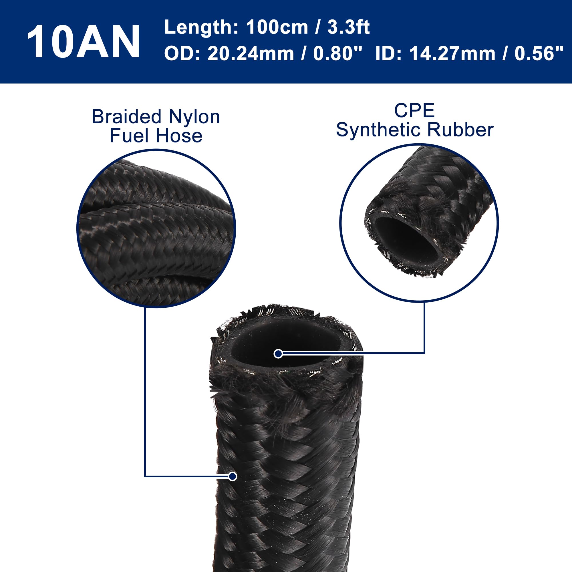 BLACK OIL/FUEL LINE/HOSE FOOT/FEET STAINLESS STEEL