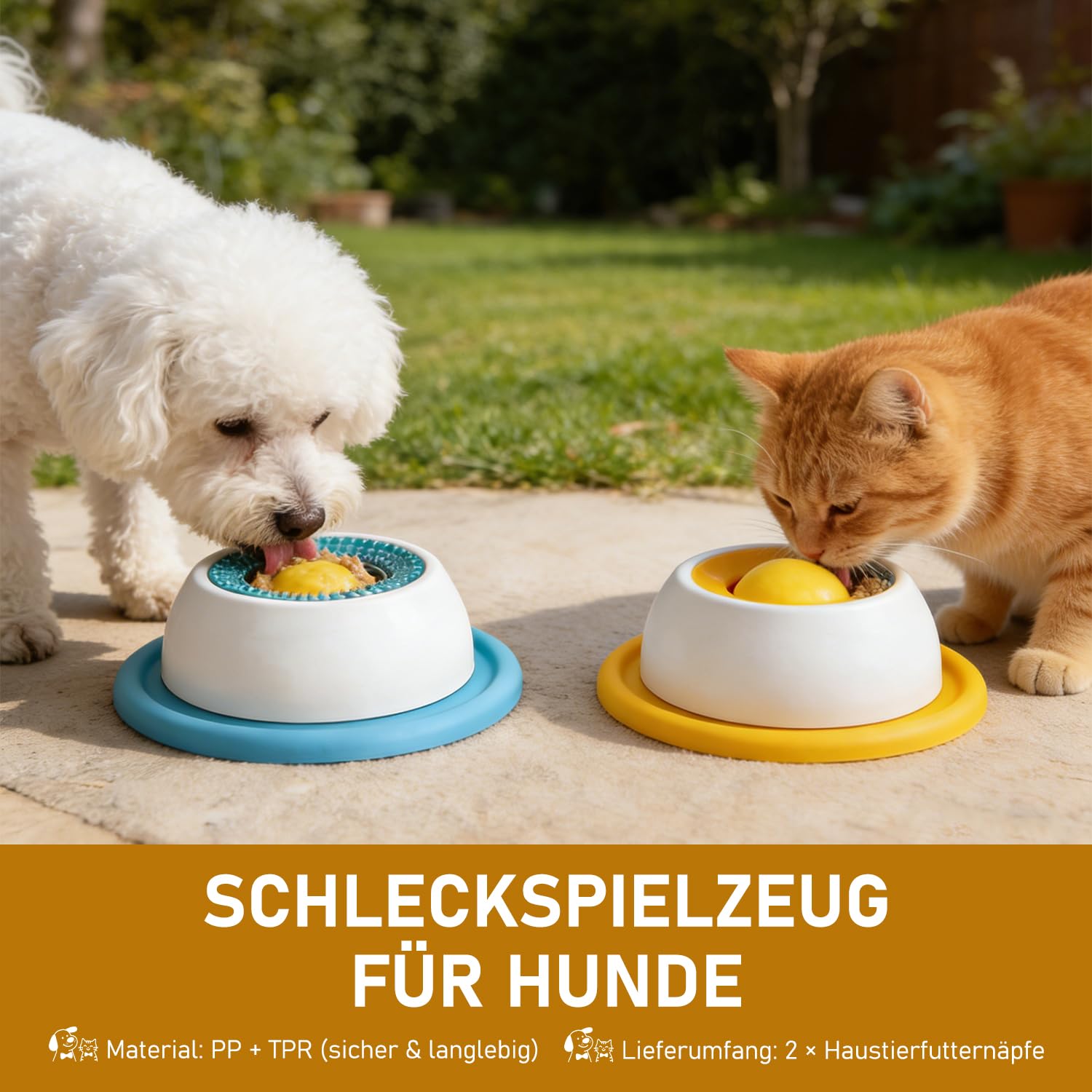 Lick Bowl für Hunde, 2 Stück Schleckball Hund, Hundelickspielzeug, Leckmatte Hund, Schleckball Leckball für Hunde, Leckt Futternapf mit Integrierter Drehkugel, für Hunde Katzen Welpen