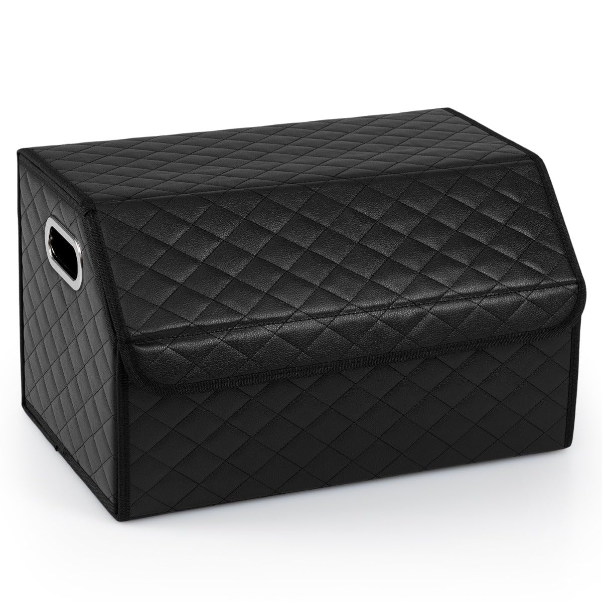 Helloshop26 20_0018308 Organizzatore per bagagliaio auto pieghevole 30 x 47 x 27,5 cm separatore rimovibile design moderno in pelle PVC nero