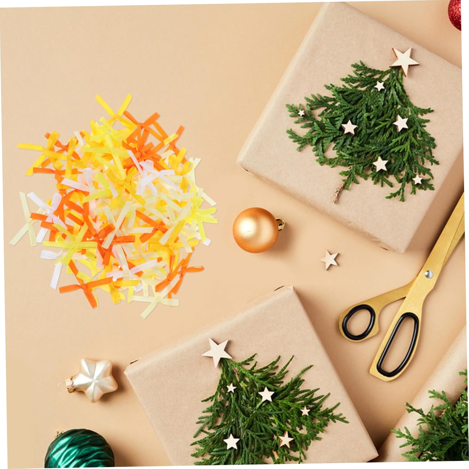 100pcs Bowknots for DIY Decorations Craft Bowknots Tassel Ribbon Fabric Bows for Party Decorations