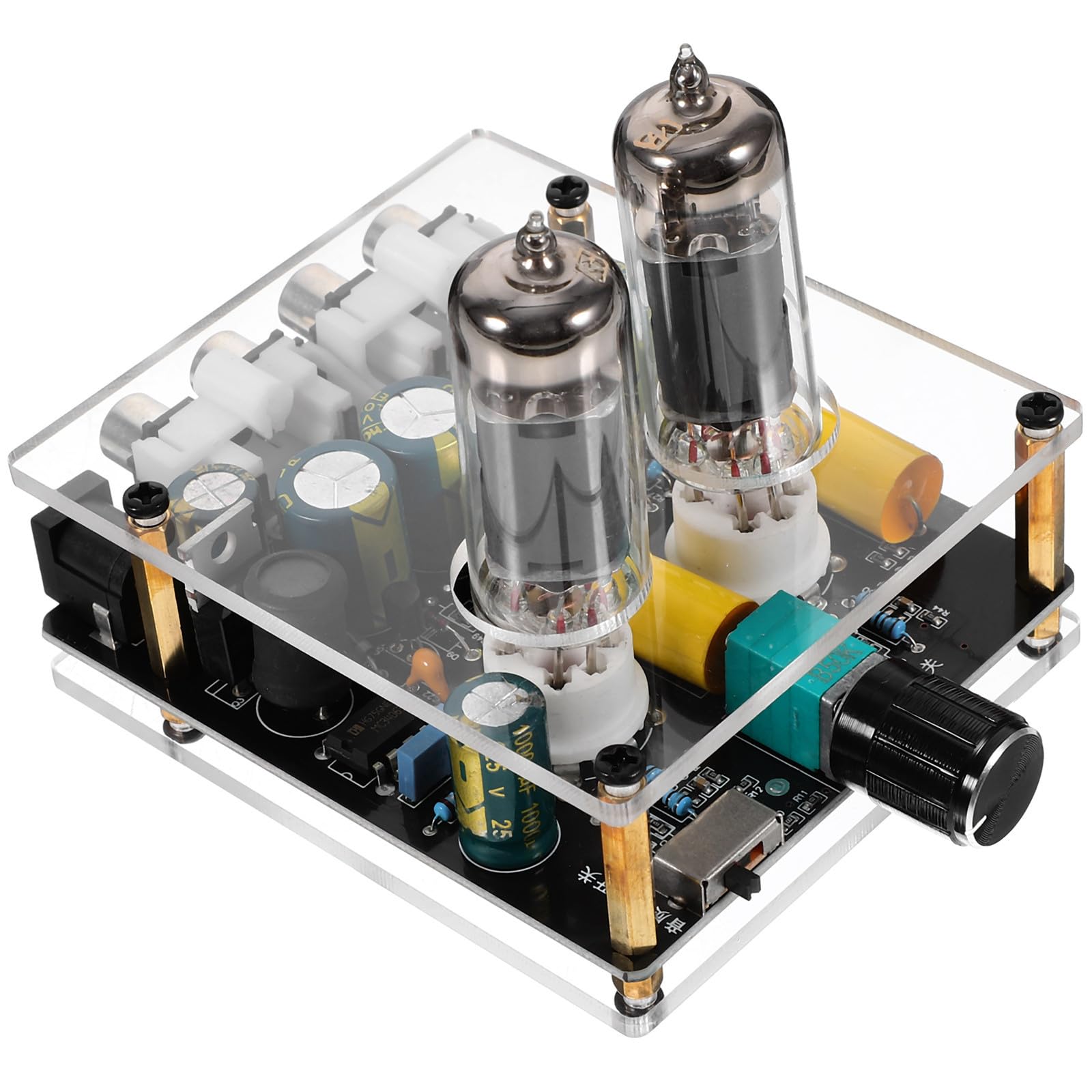 Preamplificador de Válvulas de Vacío, Preamplificador de Fono para Tocadiscos, 6k4/6a2, Placa de Válvulas, PCB Abs Vidrio, Portátil, para Sistemas HiFi y Cine en Casa DIY