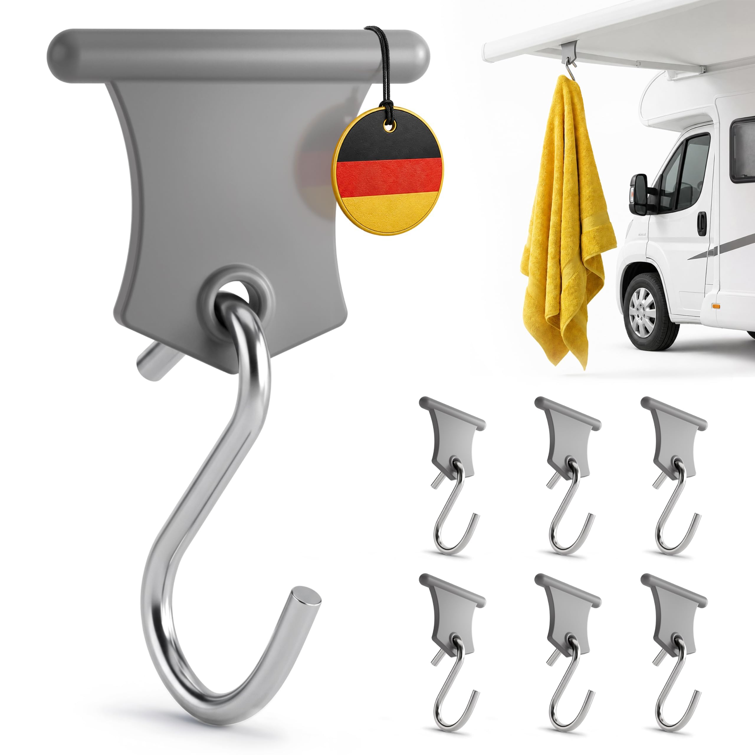 SCHMITZ.Tools Kederleisten Haken - 6er Set - Mehr Ordnung beim Camping