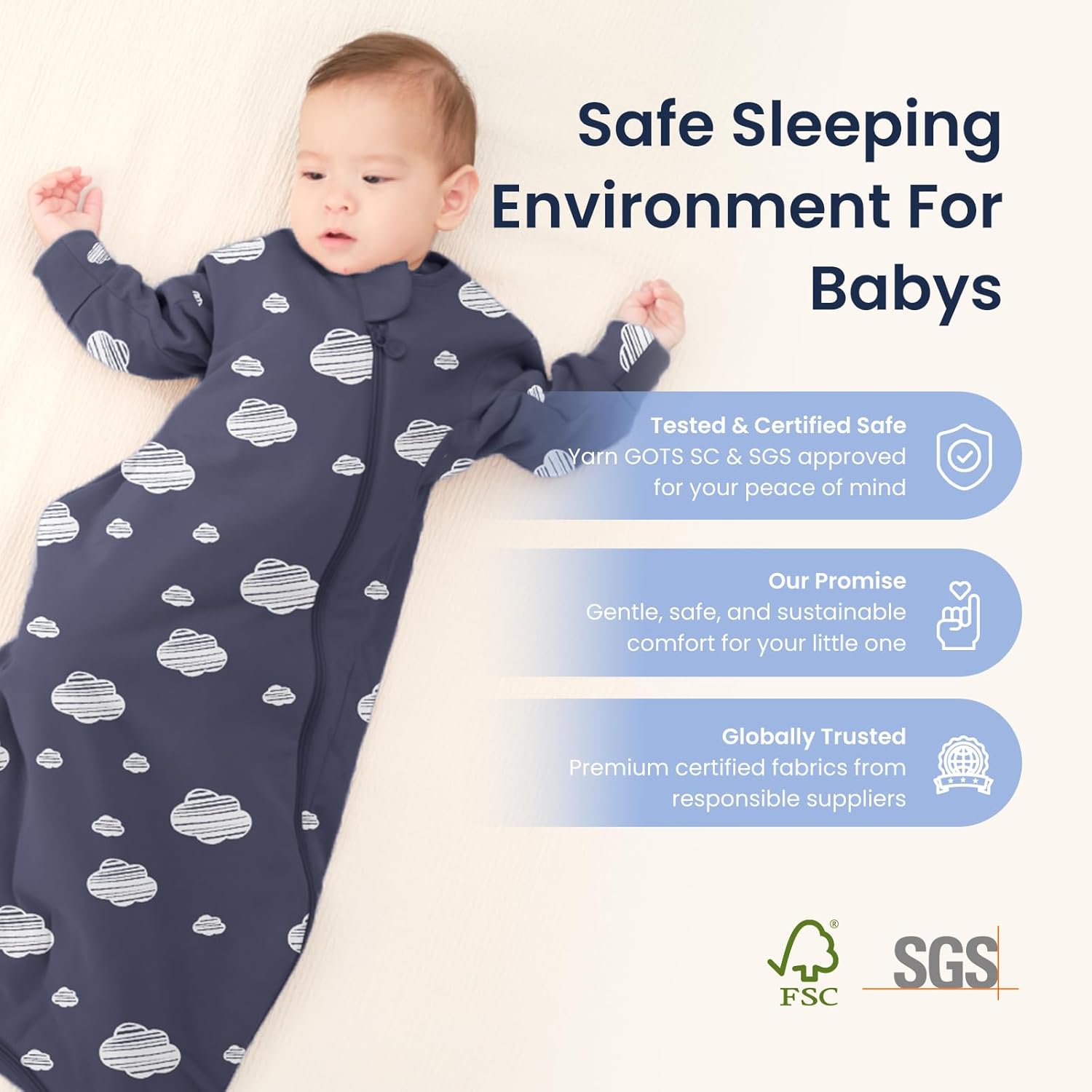Unisex Sleeping Bag for Babies and Toddlers 1.0 Tog Sleep Sack 18-36 Months, Baby Sleep Sack, Newborn Sleep Sack, Wearable Blanket Baby, One Piece Long Sleeves, Gifts for Toddlers - Image 8