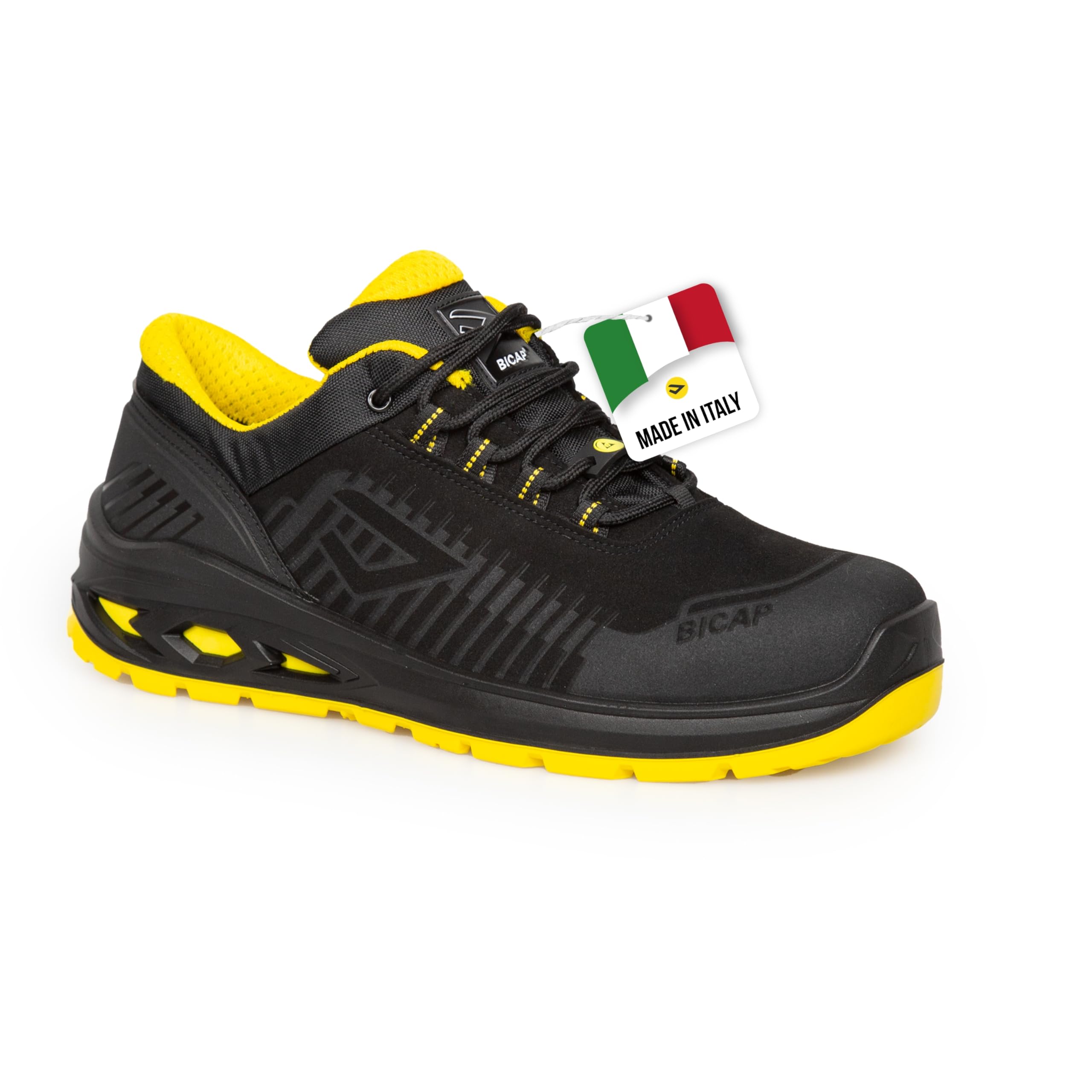 Bicap Scarpe Antinfortunistiche Uomo Donna Aikido S3S, Puntale in Alluminio, Lamina Zero Perforation, Suola PU Bidensità, Supporto BI-Balanced, Traspiranti, Leggere, Settore Logistica, Taglia 36/48