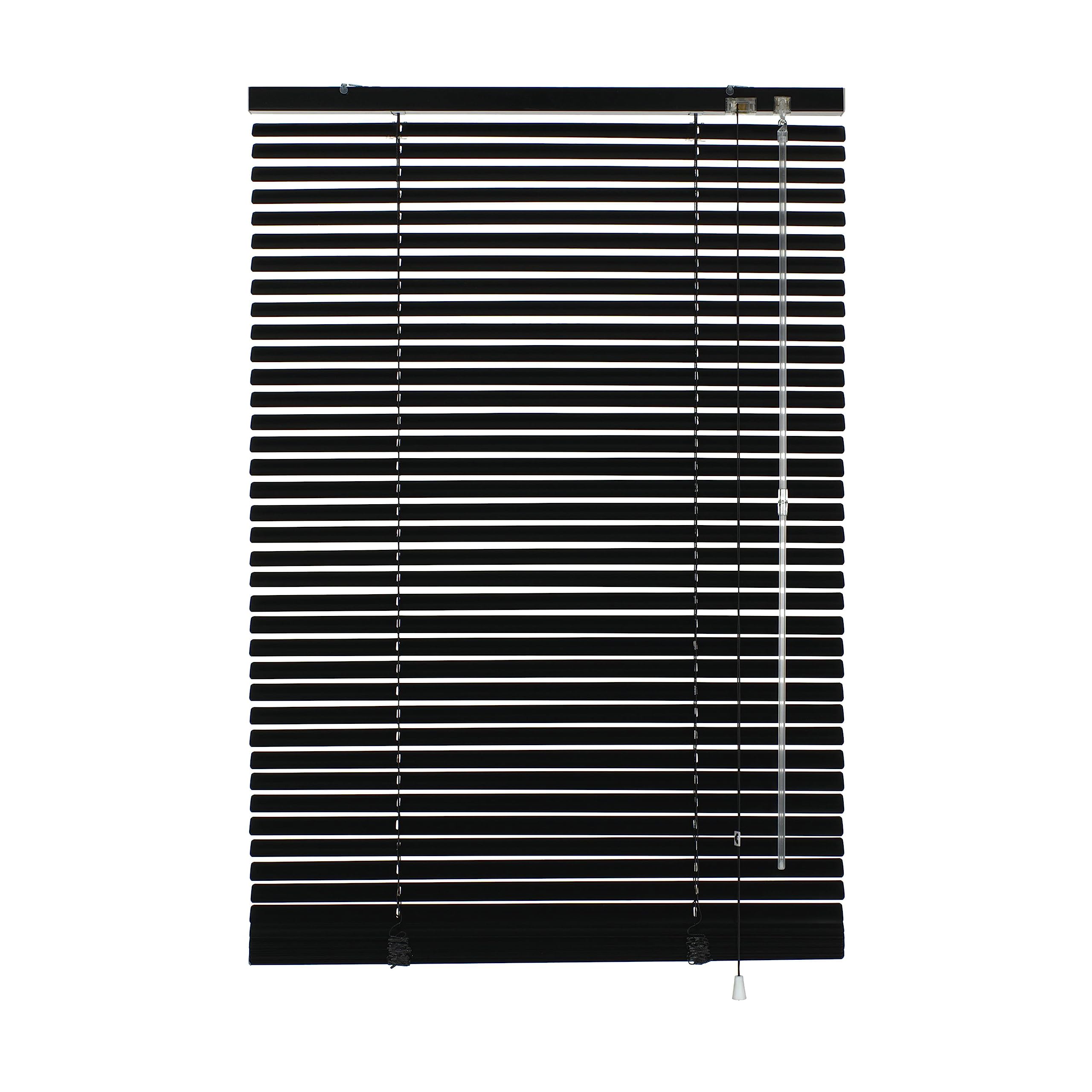 GARDINIA Alu-Jalousie, Sichtschutz, Lichtschutz, Blendschutz, Wand- und Deckenmontage, Aluminium-Jalousie, Schwarz, 80 x 175 cm