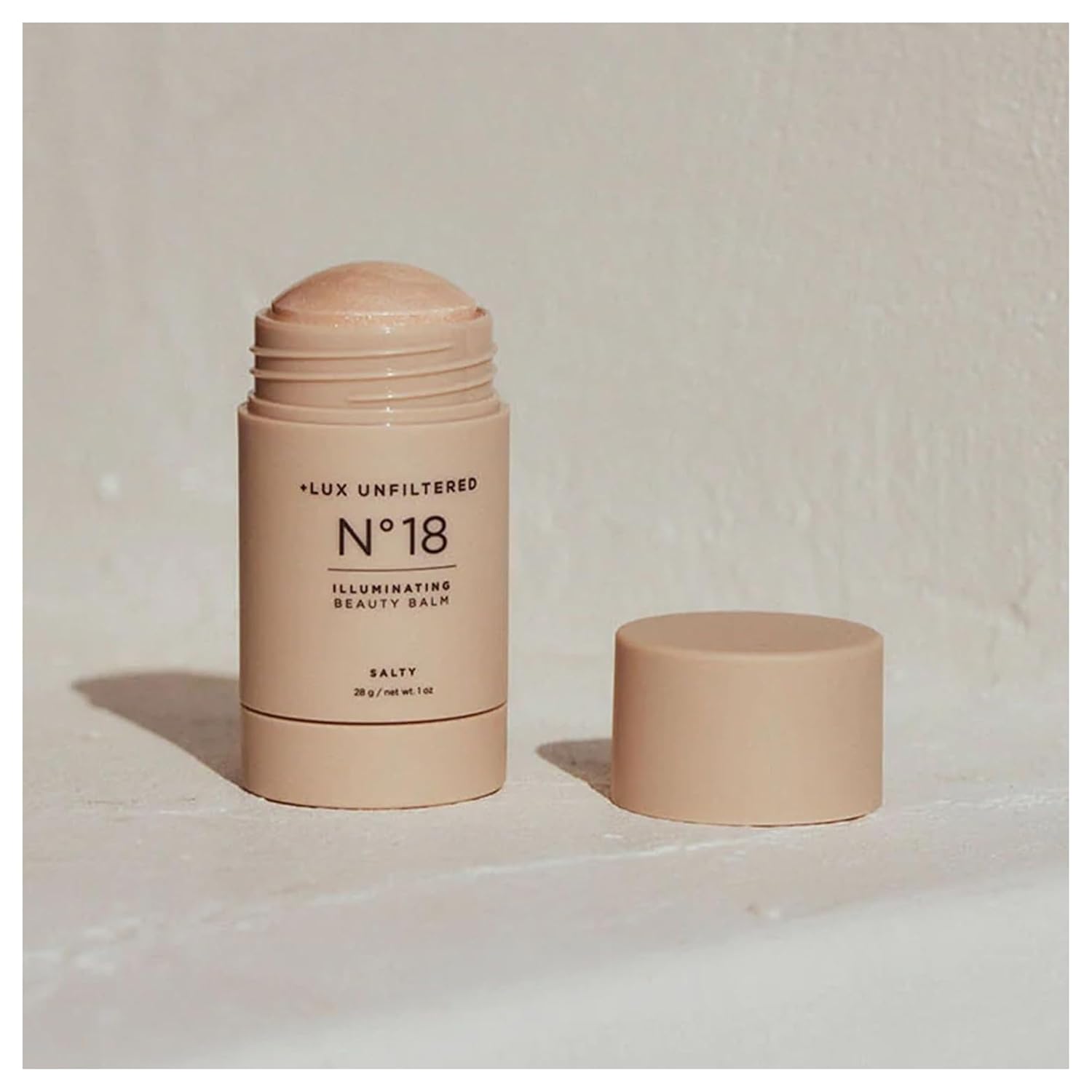 + Lux Unfiltered N°18 Illuminating Beauty Balm - Highlighter Stick with Mango Butter - Buildable and Blendable Highlighter Makeup Stick - Vegan & Cruelty Free - Salty (A Sheer Opal Gloss)