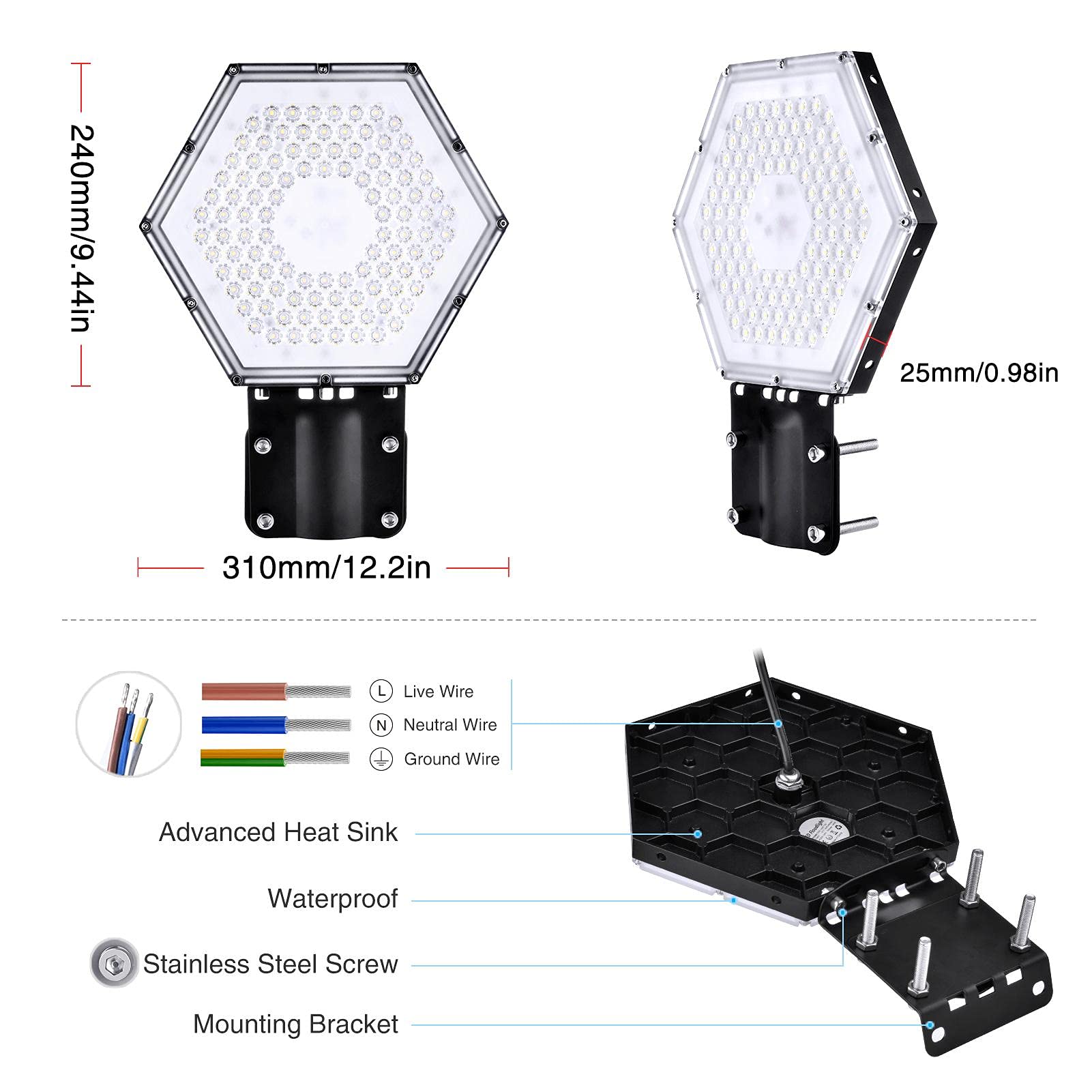 6 Pack 100W UFO LED High Bay Light Lampa Magazyn Oświetlenie przemysłowe, 10000 Lumenów 6500K LED Lights High Bay LED Lights Oświetlenie zatoki handlowej do garażu Fabryka Warsztat Siłownia
