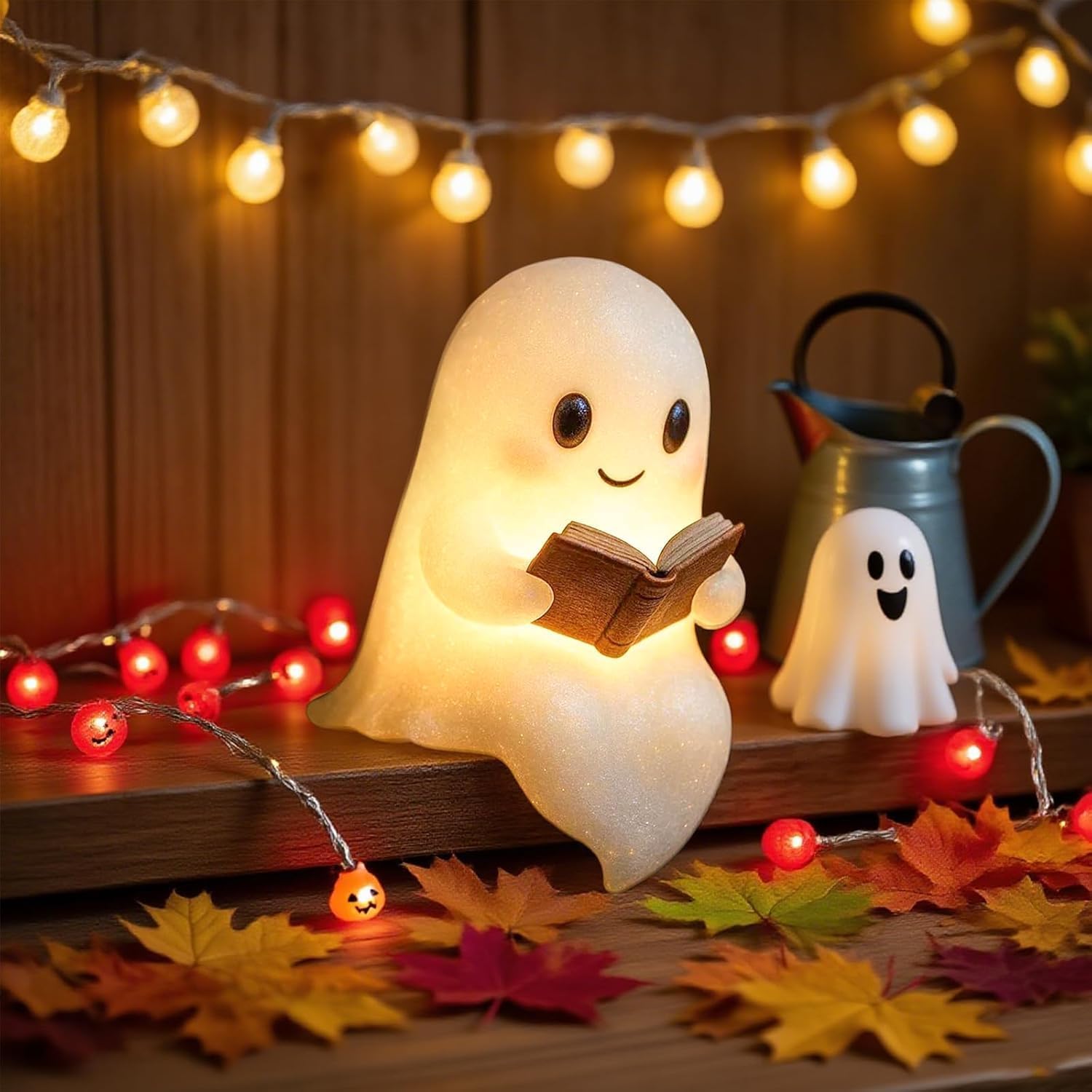 Bücherregal Deko Niedliche Geister-Leselampe, Ghost Reading Book Lamp, Halloween Deko Deko Halloween